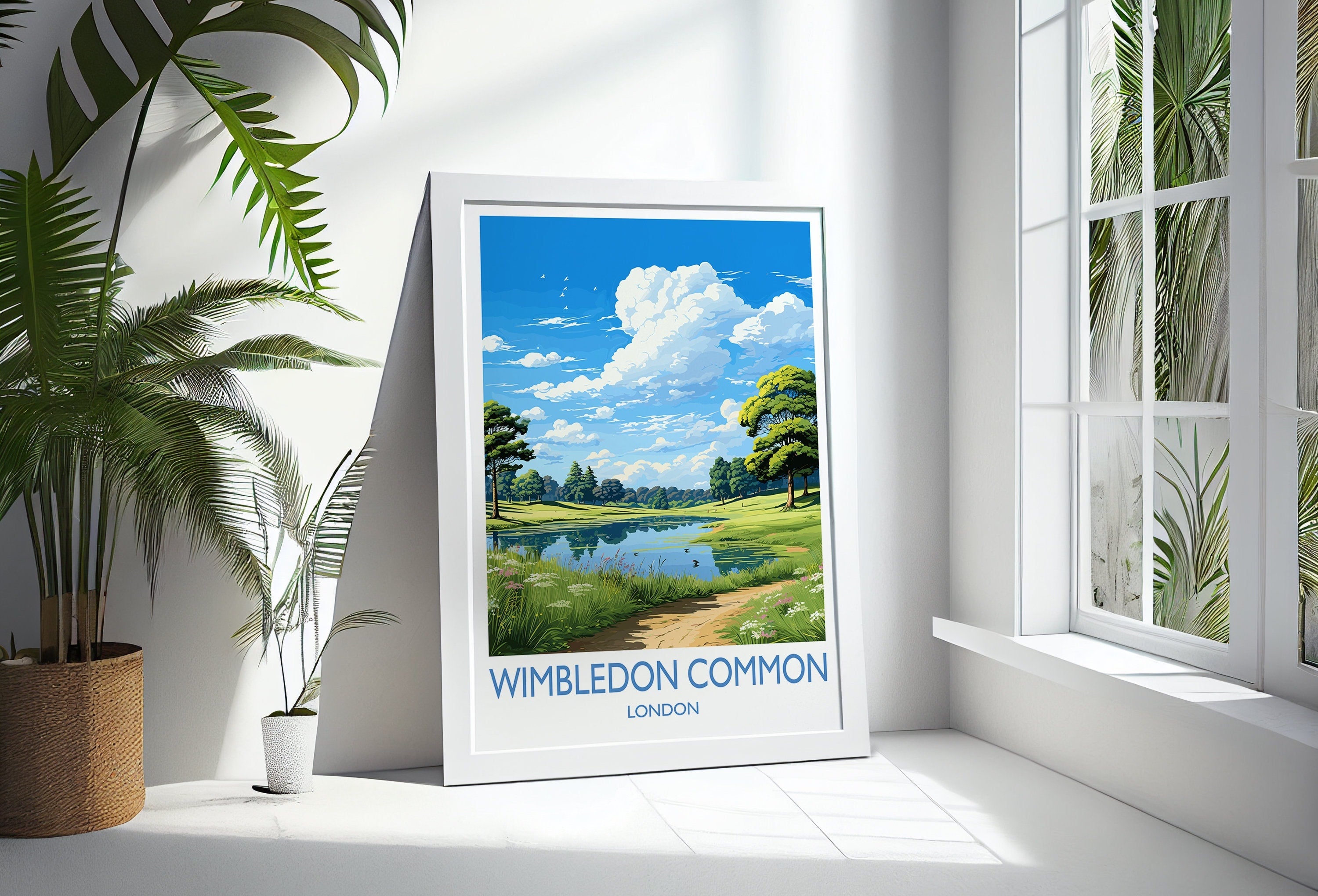 Wimbledon Common Travel Poster, Travel Print of Wimbledon Common, London Poster, Wimbledon Common Art Gift, London Art Lovers UK Travel Gift NQ Media Designs