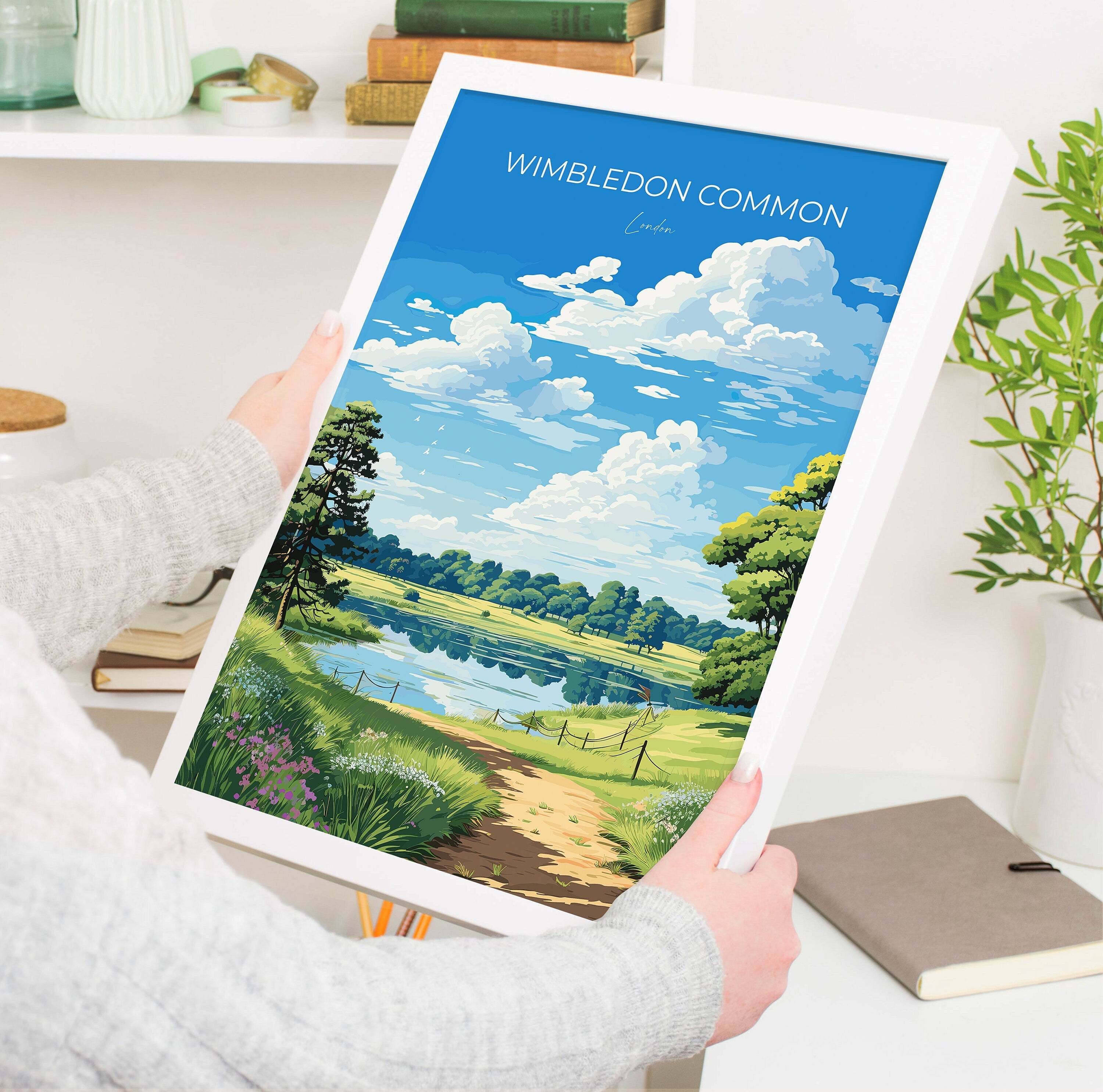 Wimbledon Common Travel Print, Travel Poster of Wimbledon Common, London Poster, Wimbledon Common Art Gift, London Art Lovers UK Travel Gift NQ Media Designs