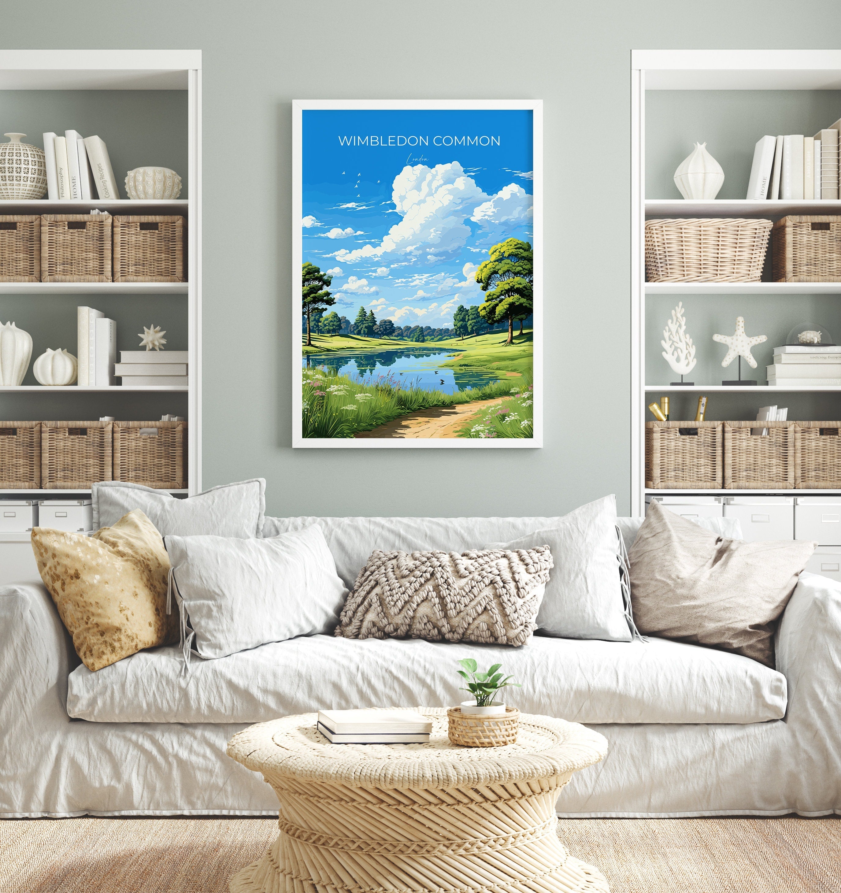 Wimbledon Common Travel Poster, Travel Print of Wimbledon Common, London Poster, Wimbledon Common Art Gift, London Art Lovers UK Travel Gift NQ Media Designs
