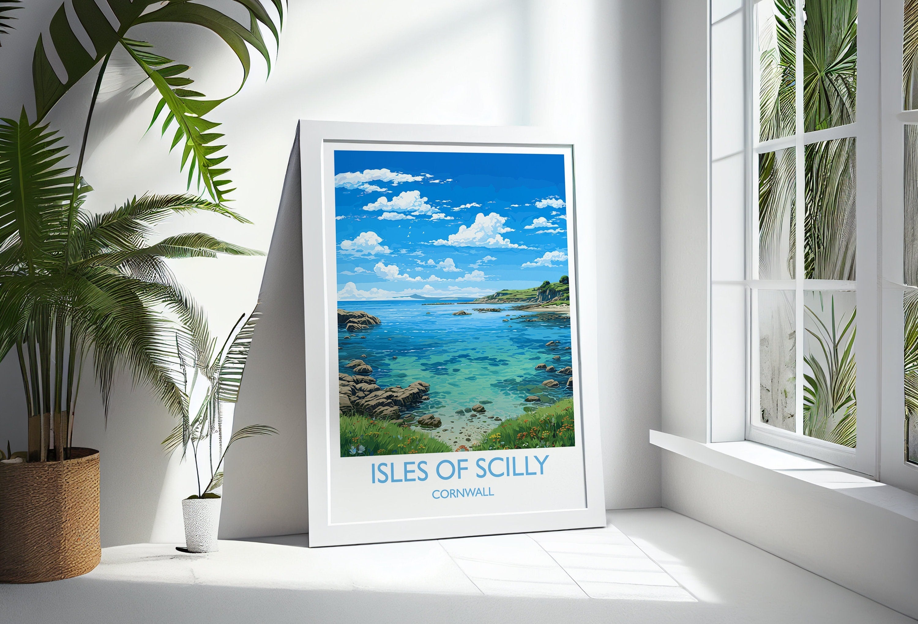 Isles of Scilly Travel Poster, Travel Print of Isles of Scilly, England, Cornwall Art, Isles of Scilly Art Lovers Gift, Wall Art Print NQ Media Designs