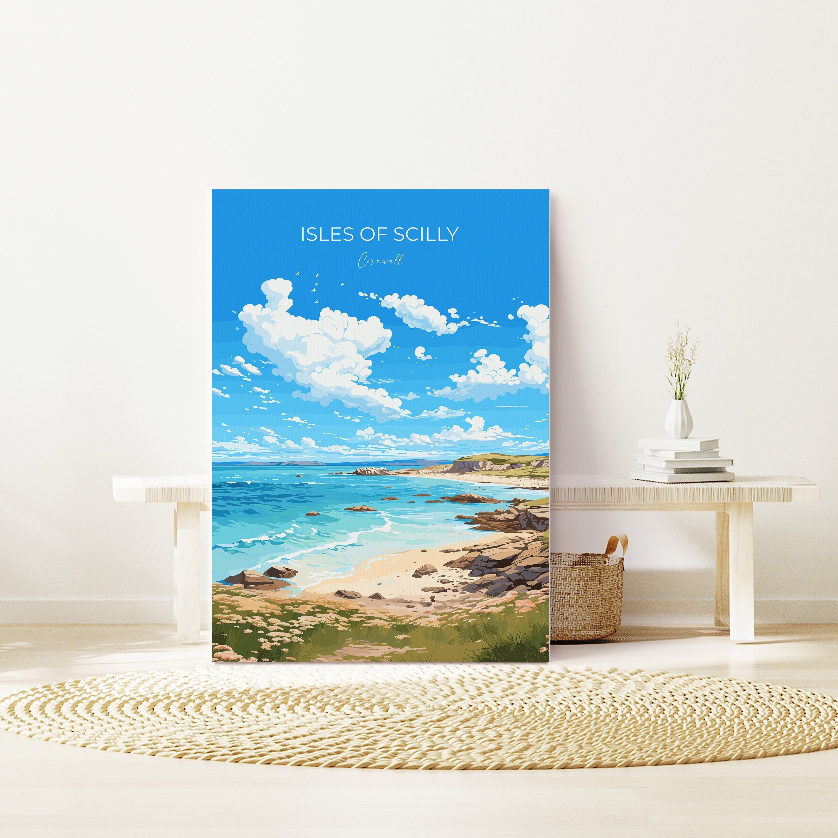 Isles of Scilly Travel Poster, Travel Print of Isles of Scilly, England, Cornwall Art, Isles of Scilly Art Lovers Gift, Wall Art Print NQ Media Designs