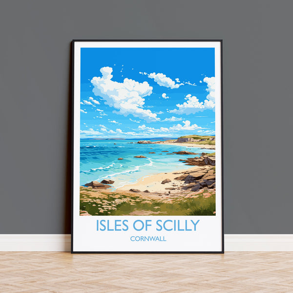 Isles of Scilly Travel Print, Travel Poster of Isles of Scilly, England, Cornwall Art, Isles of Scilly Art Lovers Gift, Wall Art Print