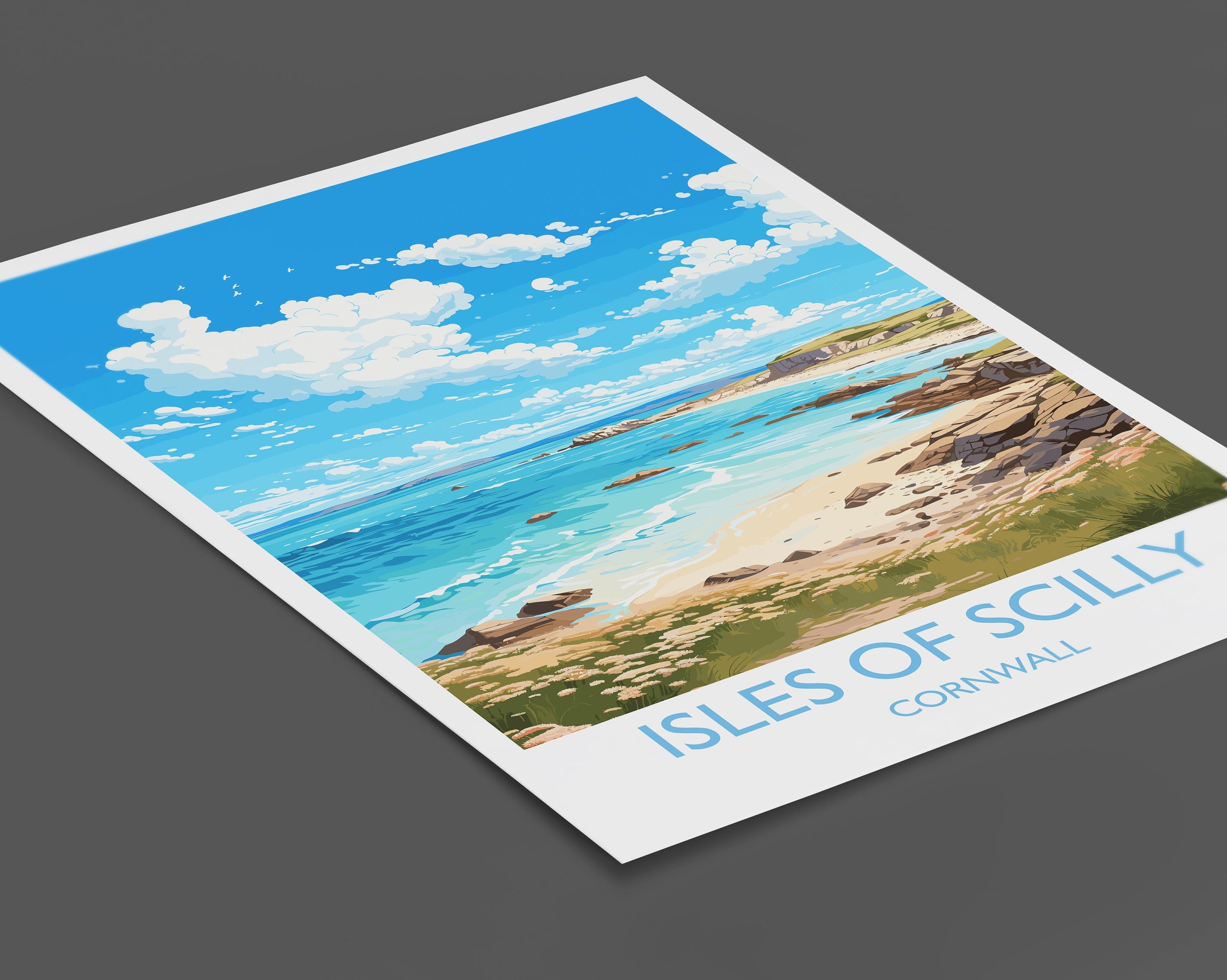 Isles of Scilly Travel Print, Travel Poster of Isles of Scilly, England, Cornwall Art, Isles of Scilly Art Lovers Gift, Wall Art Print NQ Media Designs