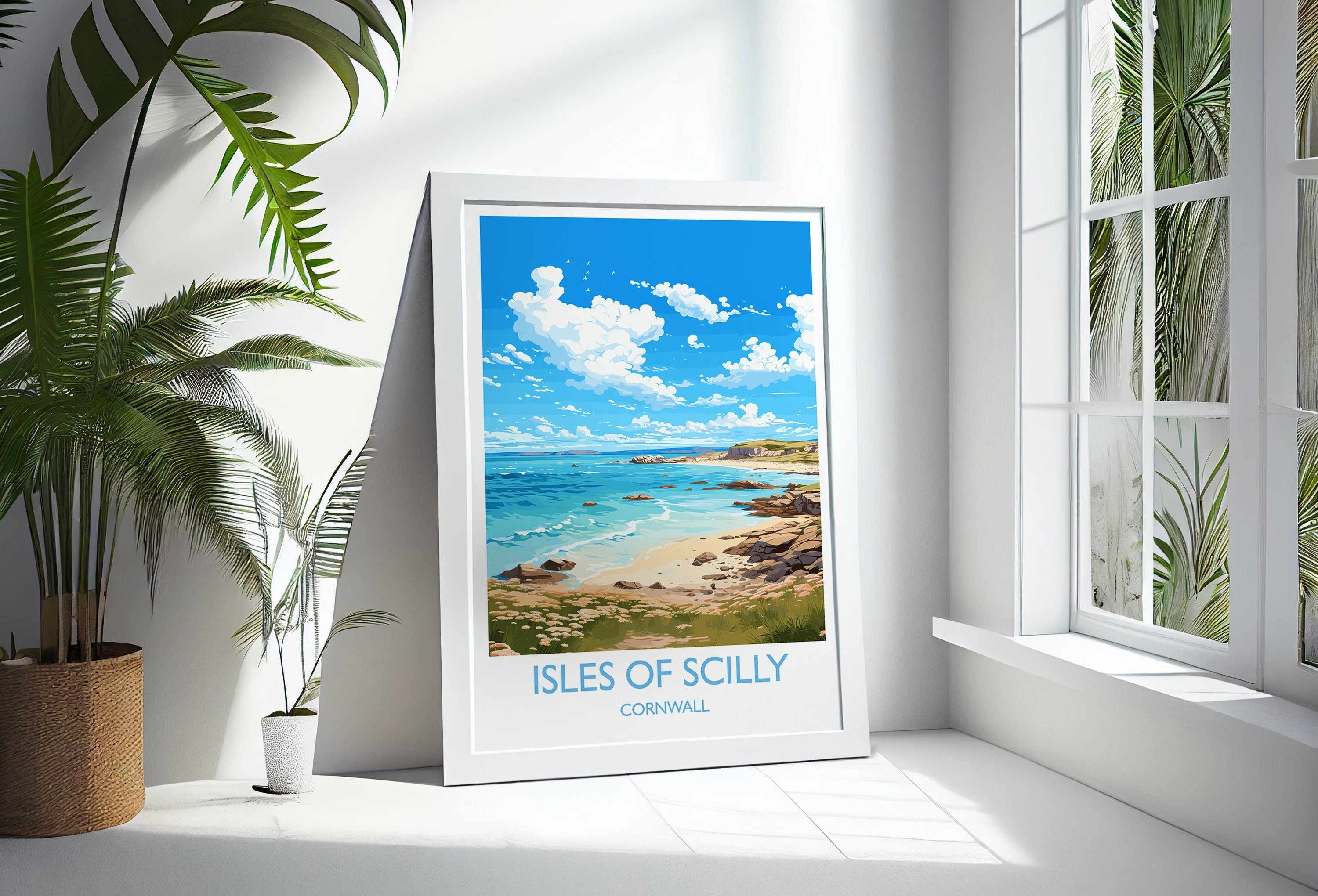 Isles of Scilly Travel Print, Travel Poster of Isles of Scilly, England, Cornwall Art, Isles of Scilly Art Lovers Gift, Wall Art Print NQ Media Designs