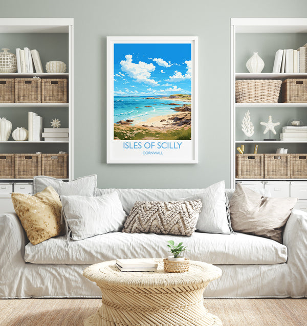 Isles of Scilly Travel Print, Travel Poster of Isles of Scilly, England, Cornwall Art, Isles of Scilly Art Lovers Gift, Wall Art Print