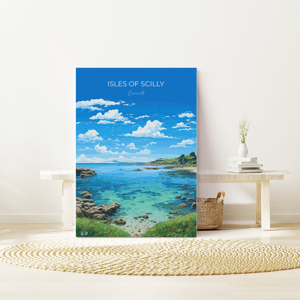Isles of Scilly Travel Print, Travel Poster of Isles of Scilly, England, Cornwall Art, Isles of Scilly Art Lovers Gift, Wall Art Print