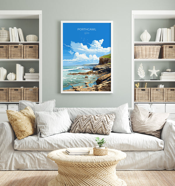 Porthcawl Travel Poster Wall Art, Porthcawl Travel Print, Wales, Welsh Art, Porthcawl Art lovers Gift, Wall Art Print