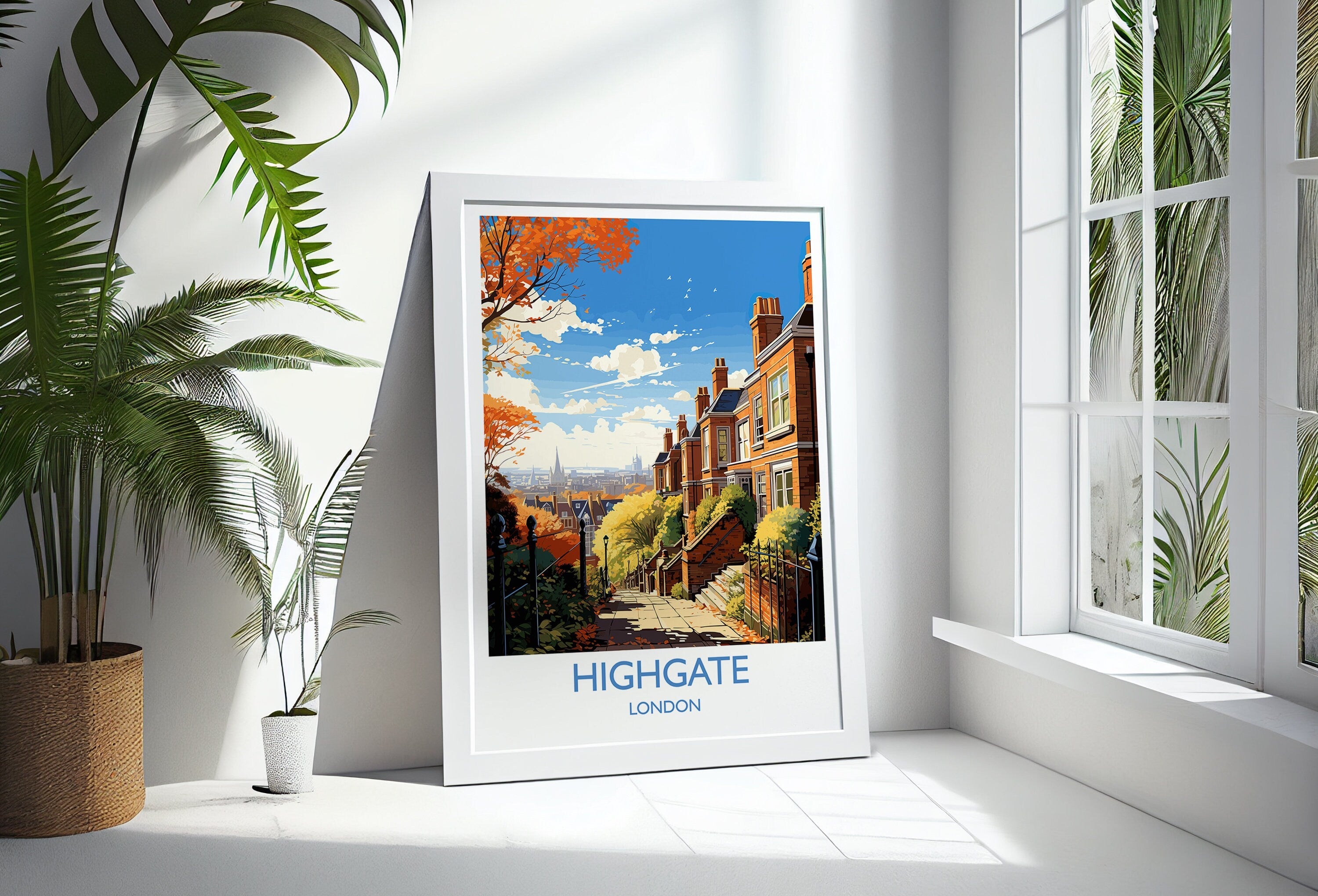 Highgate Travel Poster, Travel Print of Highgate , London Poster, Highgate Art Gift, London Art Lovers UK Travel Gift NQ Media Designs