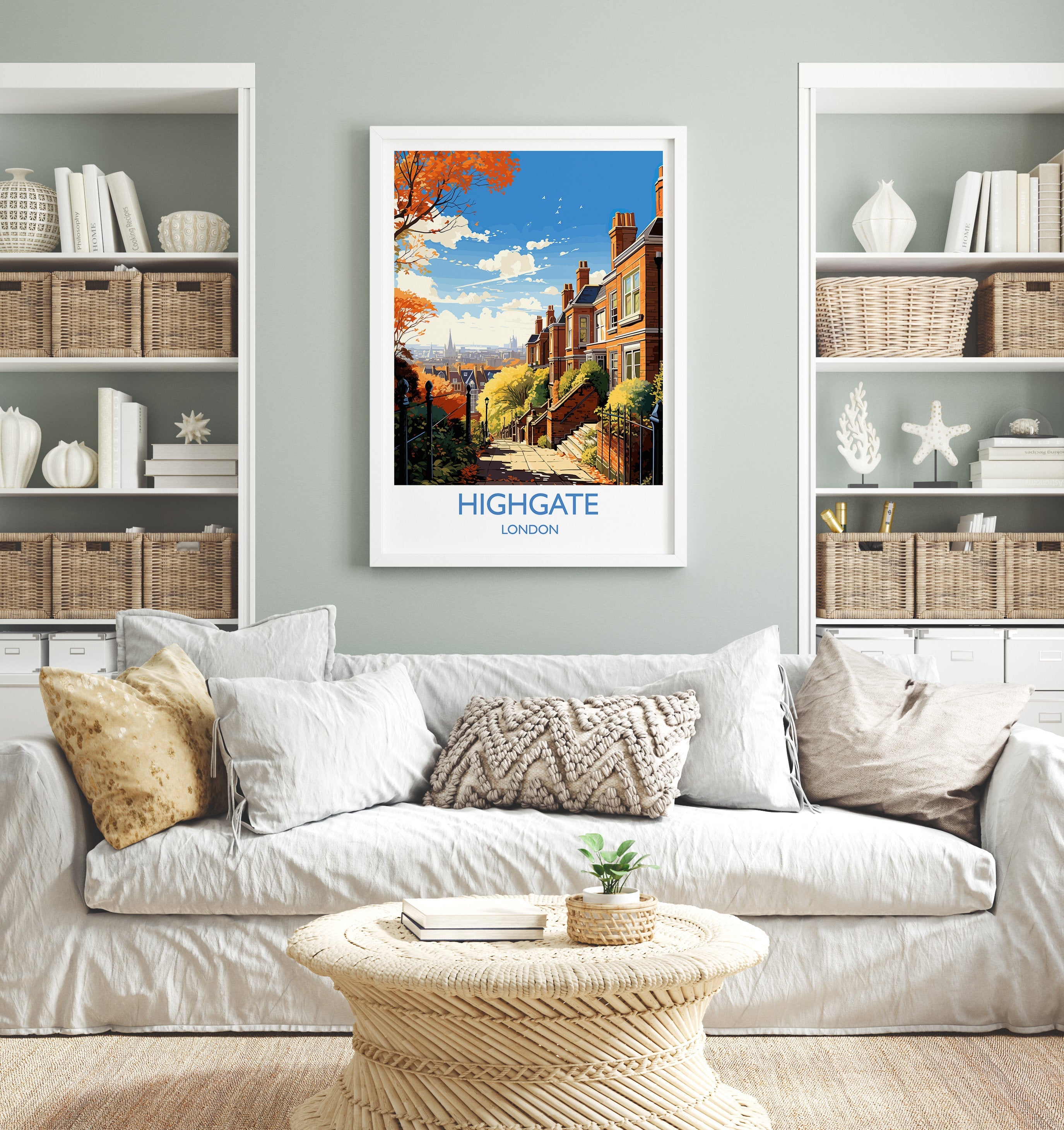 Highgate Travel Poster, Travel Print of Highgate , London Poster, Highgate Art Gift, London Art Lovers UK Travel Gift NQ Media Designs