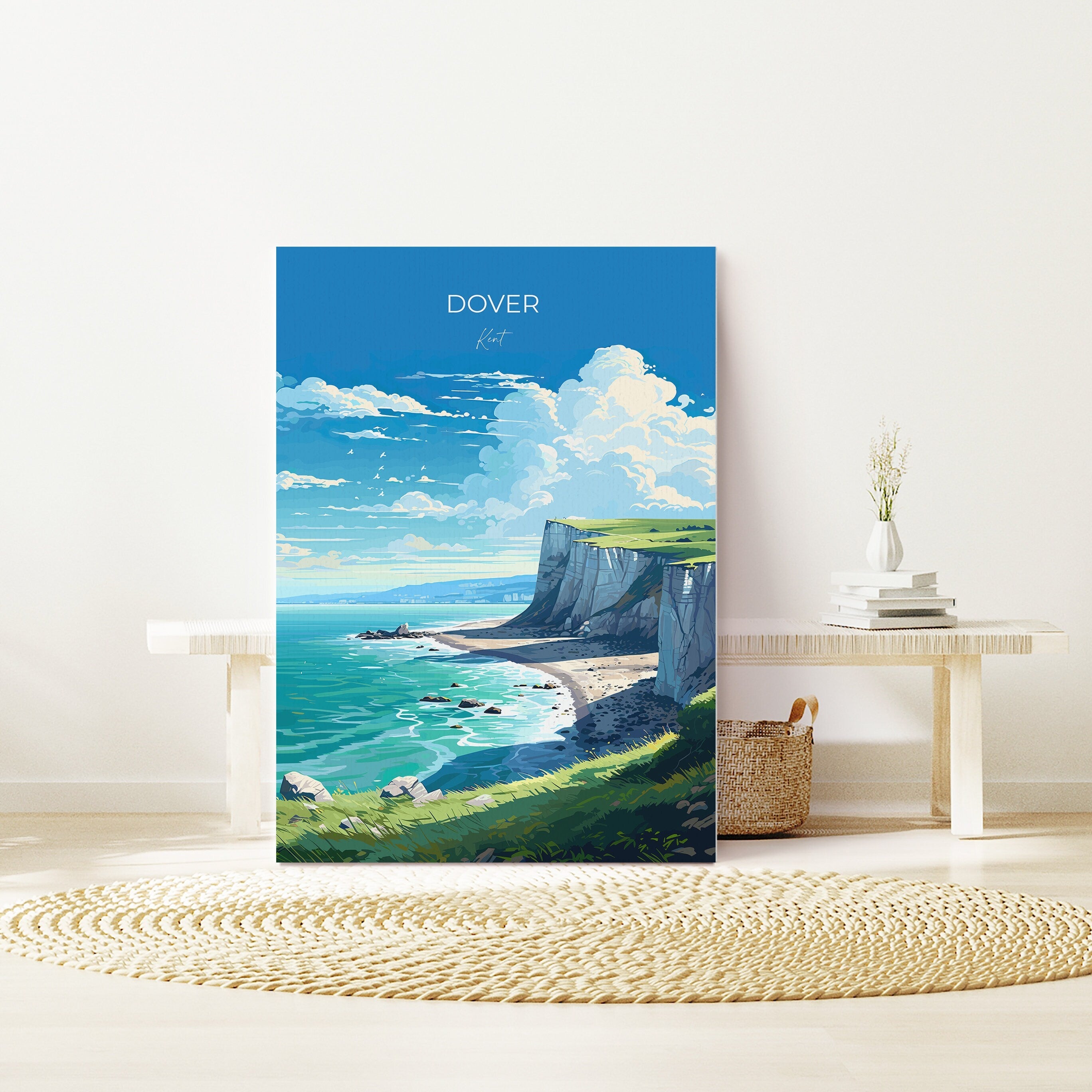 Dover Travel Print Wall Art, Dover Travel Poster, Kent, English Coastal Art lovers Gift, White Cliffs Gift NQ Media Designs