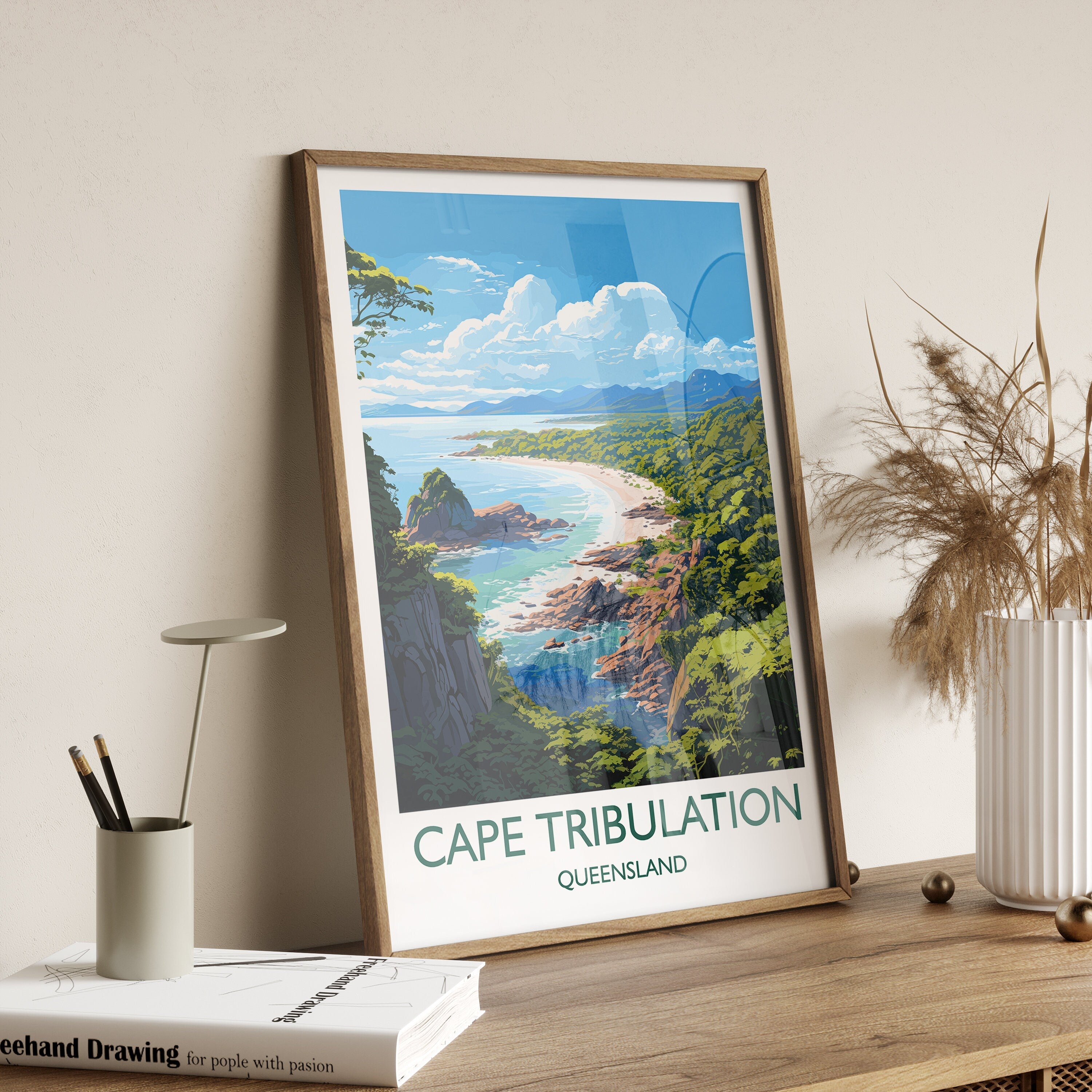 Cape Tribulation Travel Print, Travel Poster of Cape Tribulation, Queensland Art, Australia Art Lovers Gift, Cape Tribulation Wall Art NQ Media Designs
