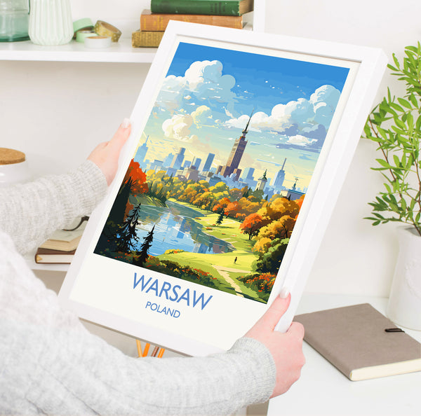 Warsaw Travel Poster, Travel Print of Warsaw, Poland Poster, Warsaw Art Gift, Poland Art Lovers Travel Gift