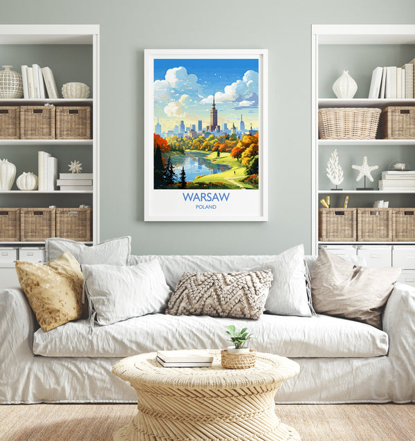 Warsaw Travel Poster, Travel Print of Warsaw, Poland Poster, Warsaw Art Gift, Poland Art Lovers Travel Gift