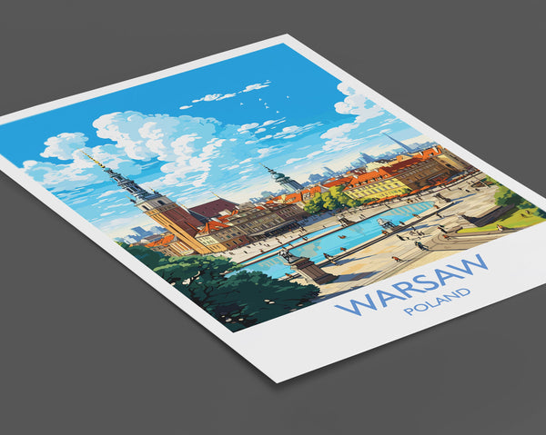 Warsaw Travel Print, Travel Poster of Warsaw, Poland Poster, Warsaw Art Gift, Poland Art Lovers Travel Gift