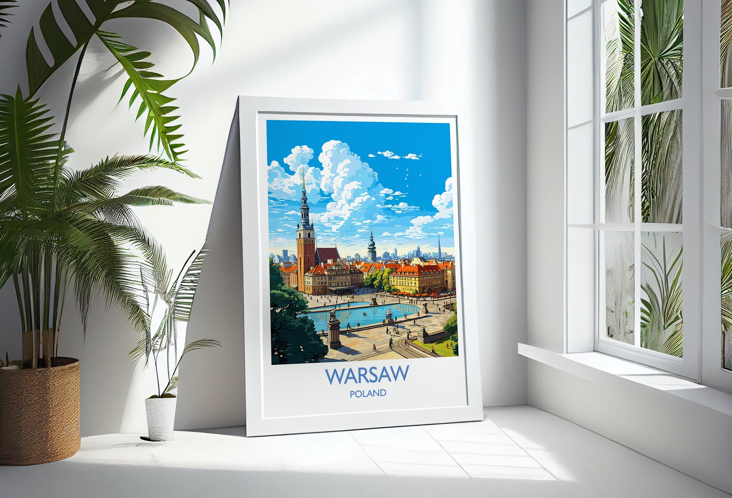 Warsaw Travel Print, Travel Poster of Warsaw, Poland Poster, Warsaw Art Gift, Poland Art Lovers Travel Gift NQ Media Designs