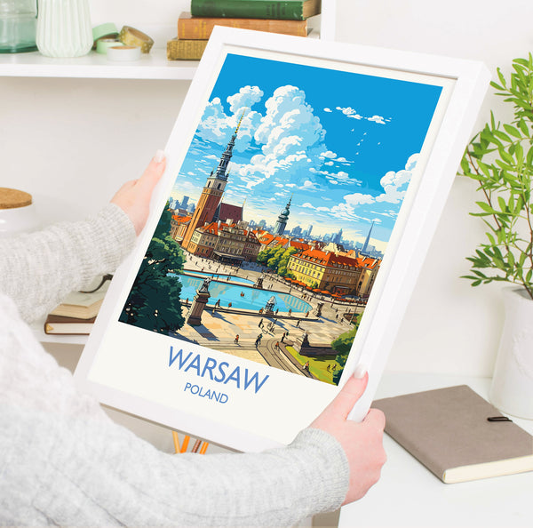Warsaw Travel Print, Travel Poster of Warsaw, Poland Poster, Warsaw Art Gift, Poland Art Lovers Travel Gift