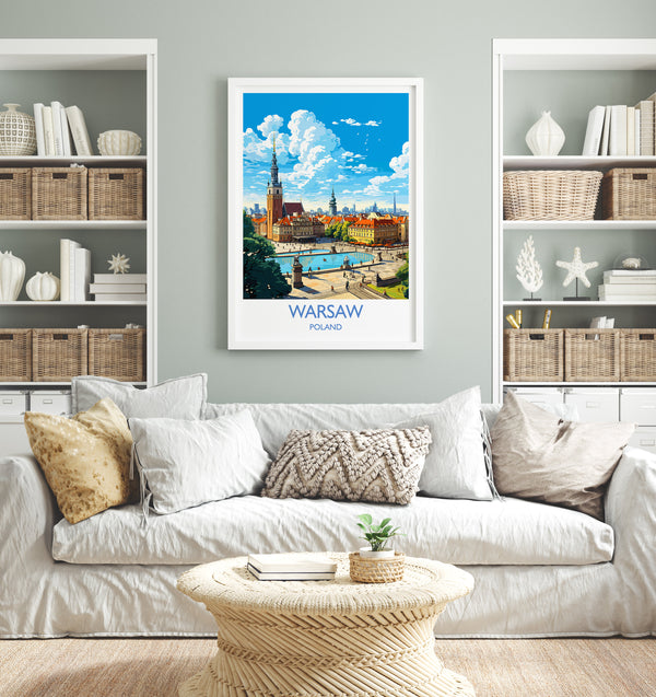 Warsaw Travel Print, Travel Poster of Warsaw, Poland Poster, Warsaw Art Gift, Poland Art Lovers Travel Gift