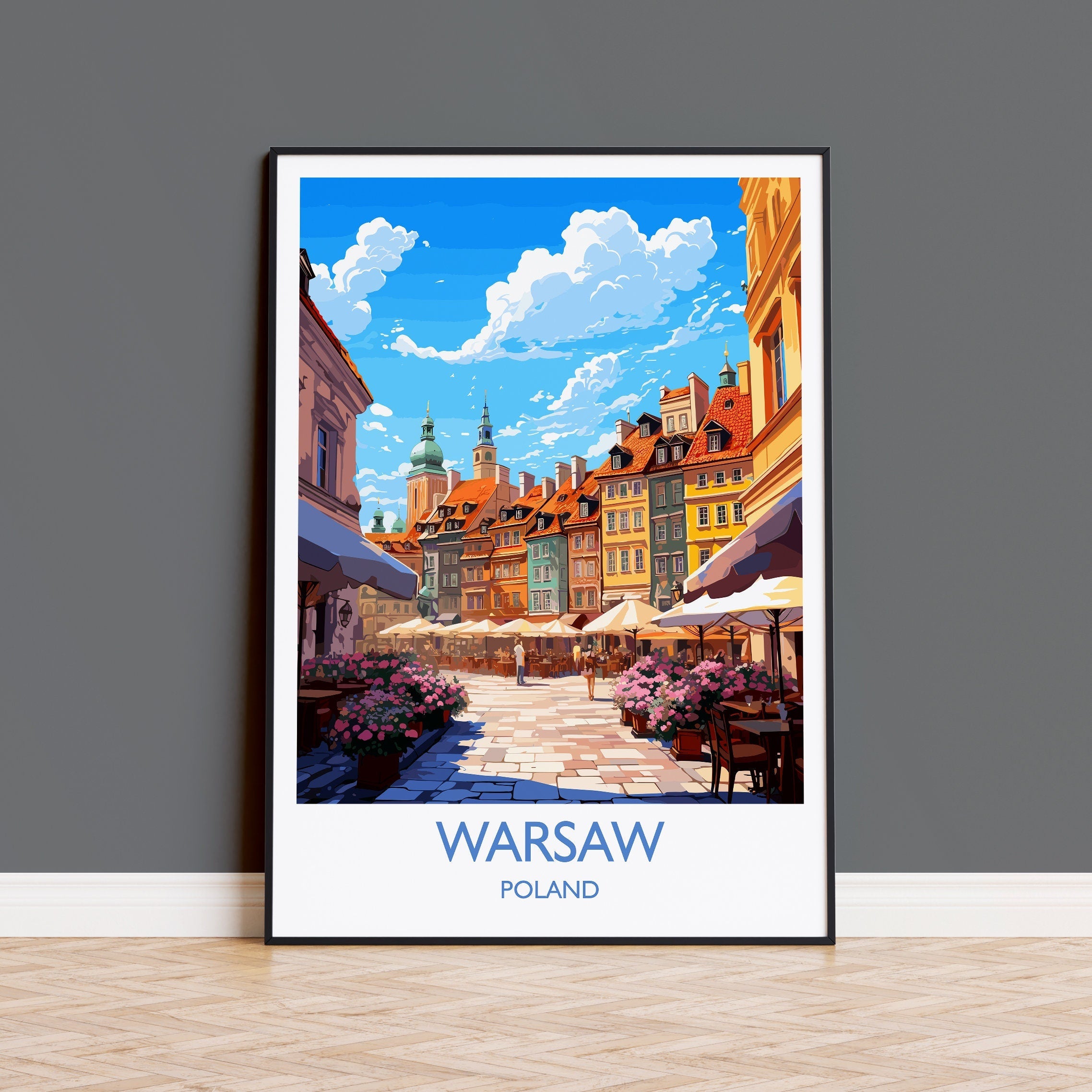 Warsaw Travel Print, Travel Poster of Warsaw, Poland Poster, Warsaw Art Gift, Poland Art Lovers Travel Gift NQ Media Designs