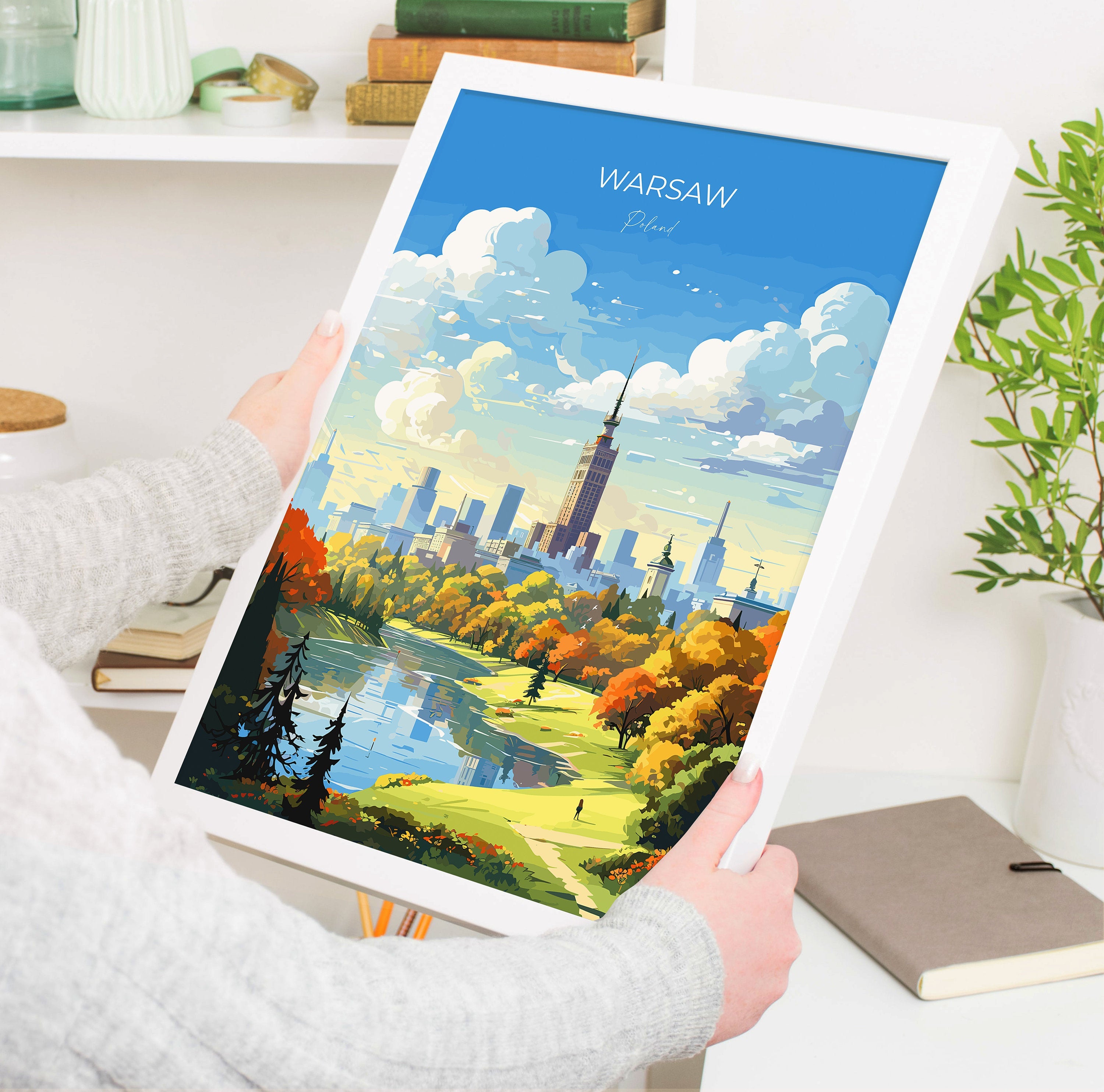 Warsaw Travel Poster, Travel Print of Warsaw, Poland Poster, Warsaw Art Gift, Poland Art Lovers Travel Gift NQ Media Designs