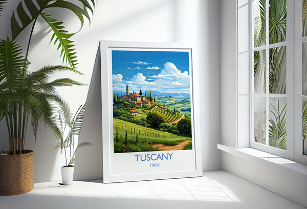 Tuscany Travel Print Wall Art, Travel Poster of Tuscany, Tuscany Art Lovers Gift,Italy Art Gift