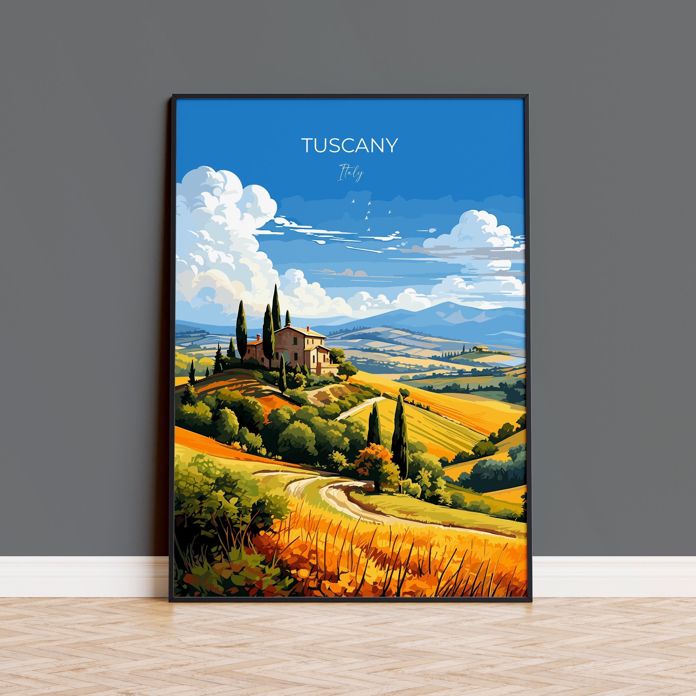 Tuscany Travel Poster Wall Art, Travel Print of Tuscany, Tuscany Art Lovers Gift,Italy Art Gift NQ Media Designs
