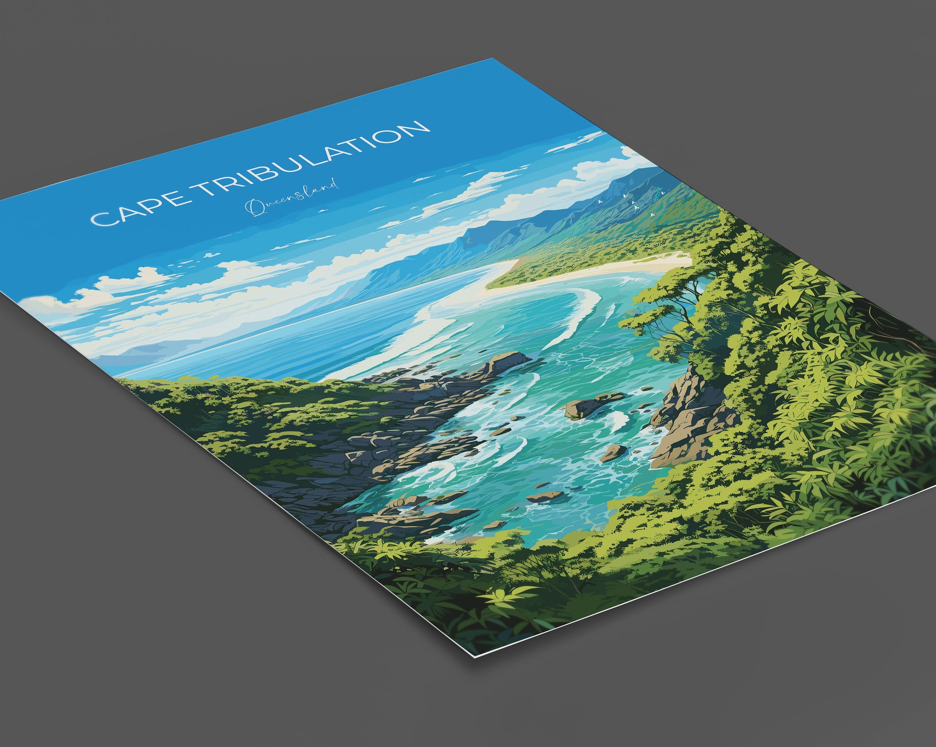 Cape Tribulation Travel Print, Travel Poster of Cape Tribulation, Queensland Art, Australia Art Lovers Gift, Cape Tribulation Wall Art NQ Media Designs
