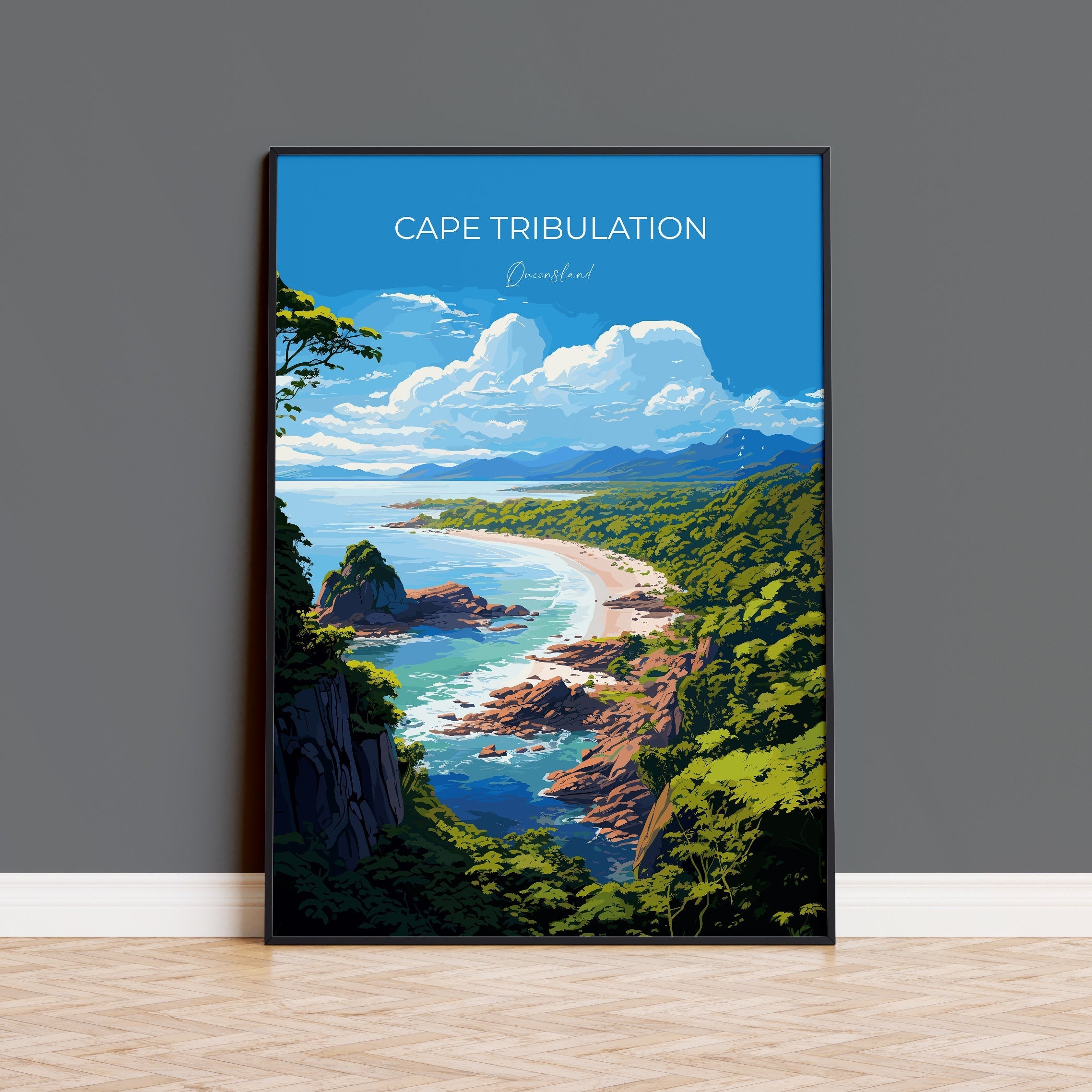 Cape Tribulation Travel Poster, Travel Print of Cape Tribulation, Queensland Art, Australia Art Lovers Gift, Cape Tribulation Wall Art NQ Media Designs