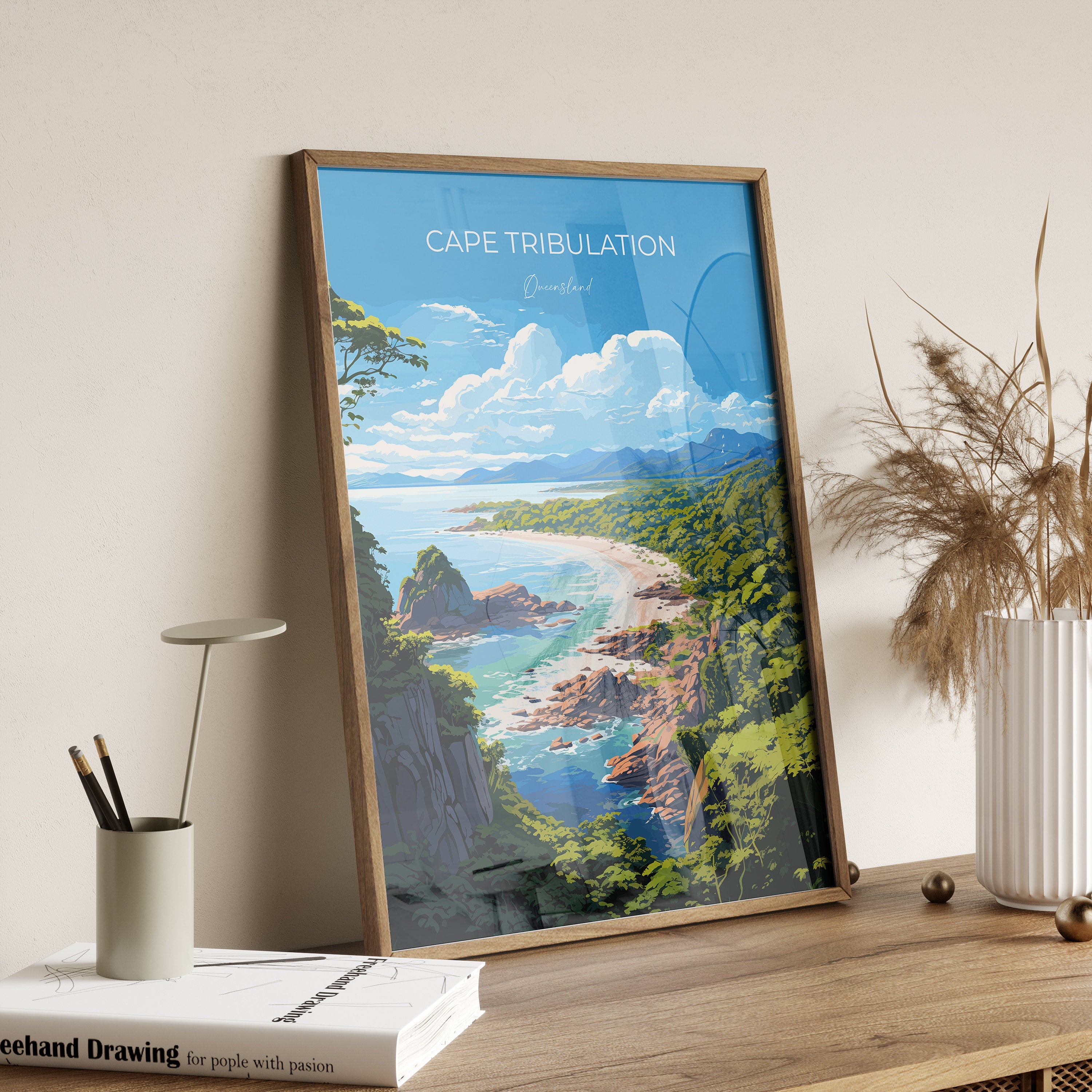Cape Tribulation Travel Poster, Travel Print of Cape Tribulation, Queensland Art, Australia Art Lovers Gift, Cape Tribulation Wall Art NQ Media Designs