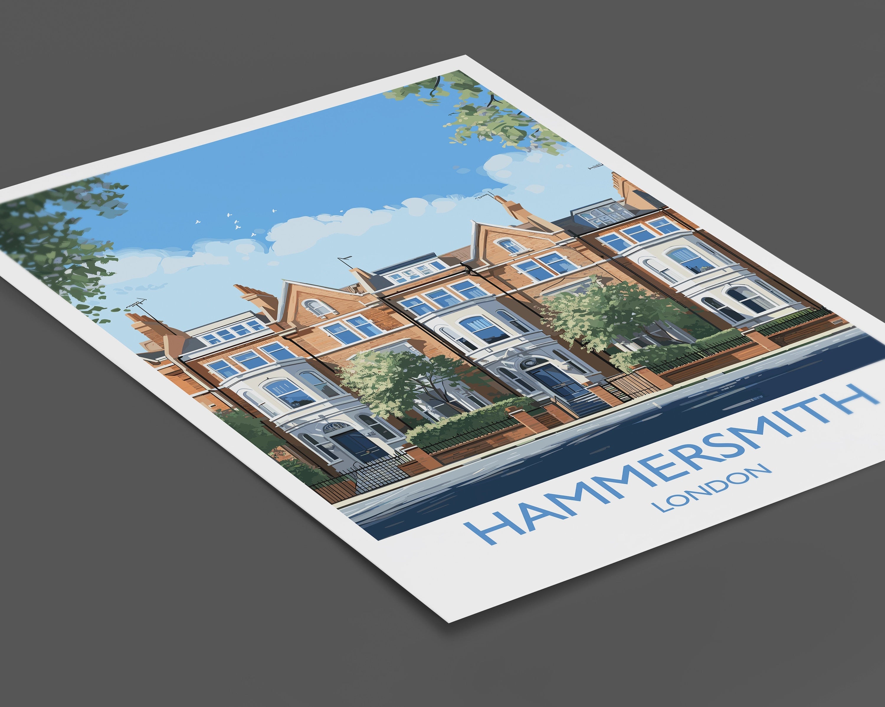 Hammersmith Travel Poster, Travel Print of Hammersmith, London Poster, Hammersmith Art Gift, London Art Lovers UK Travel Gift NQ Media Designs