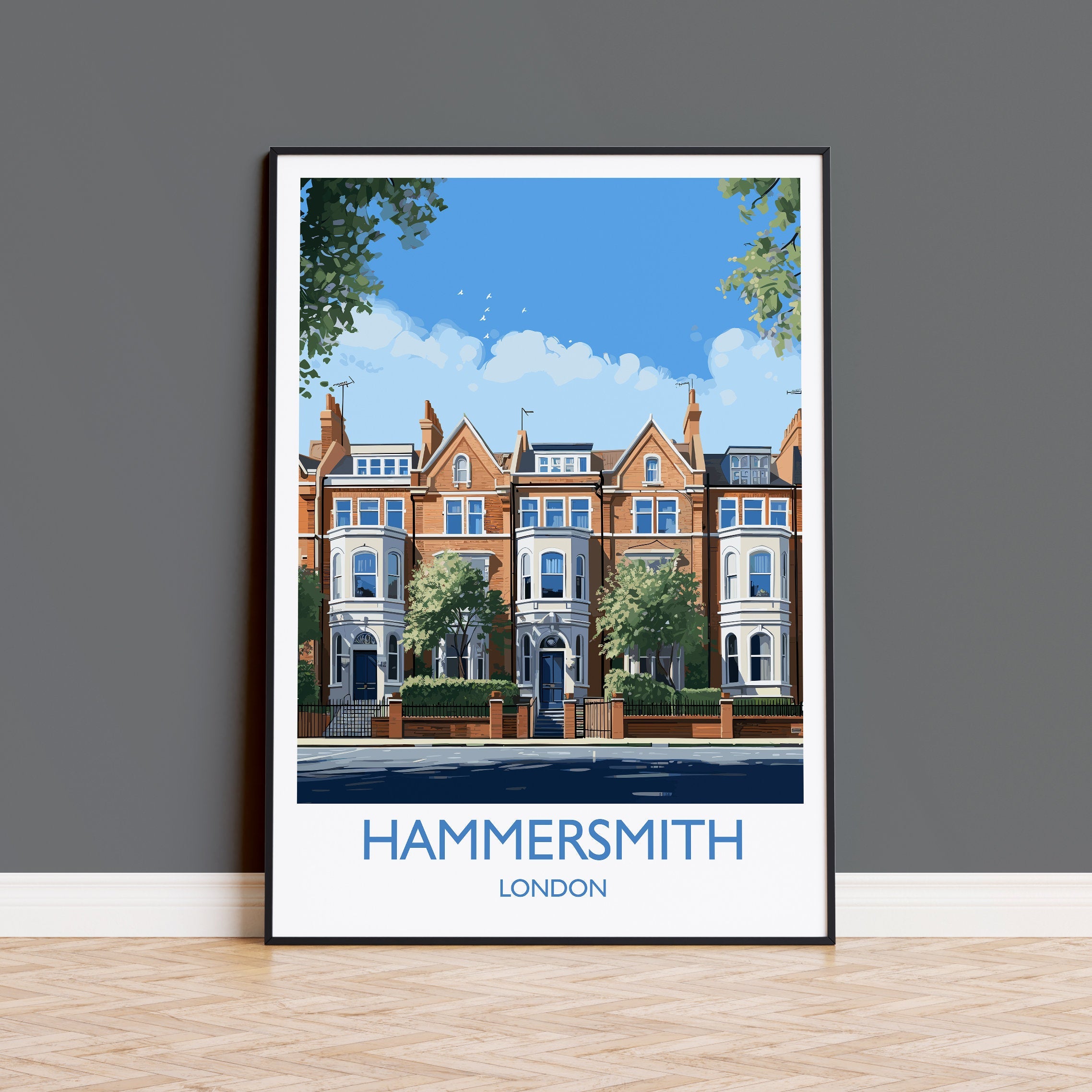 Hammersmith Travel Poster, Travel Print of Hammersmith, London Poster, Hammersmith Art Gift, London Art Lovers UK Travel Gift NQ Media Designs
