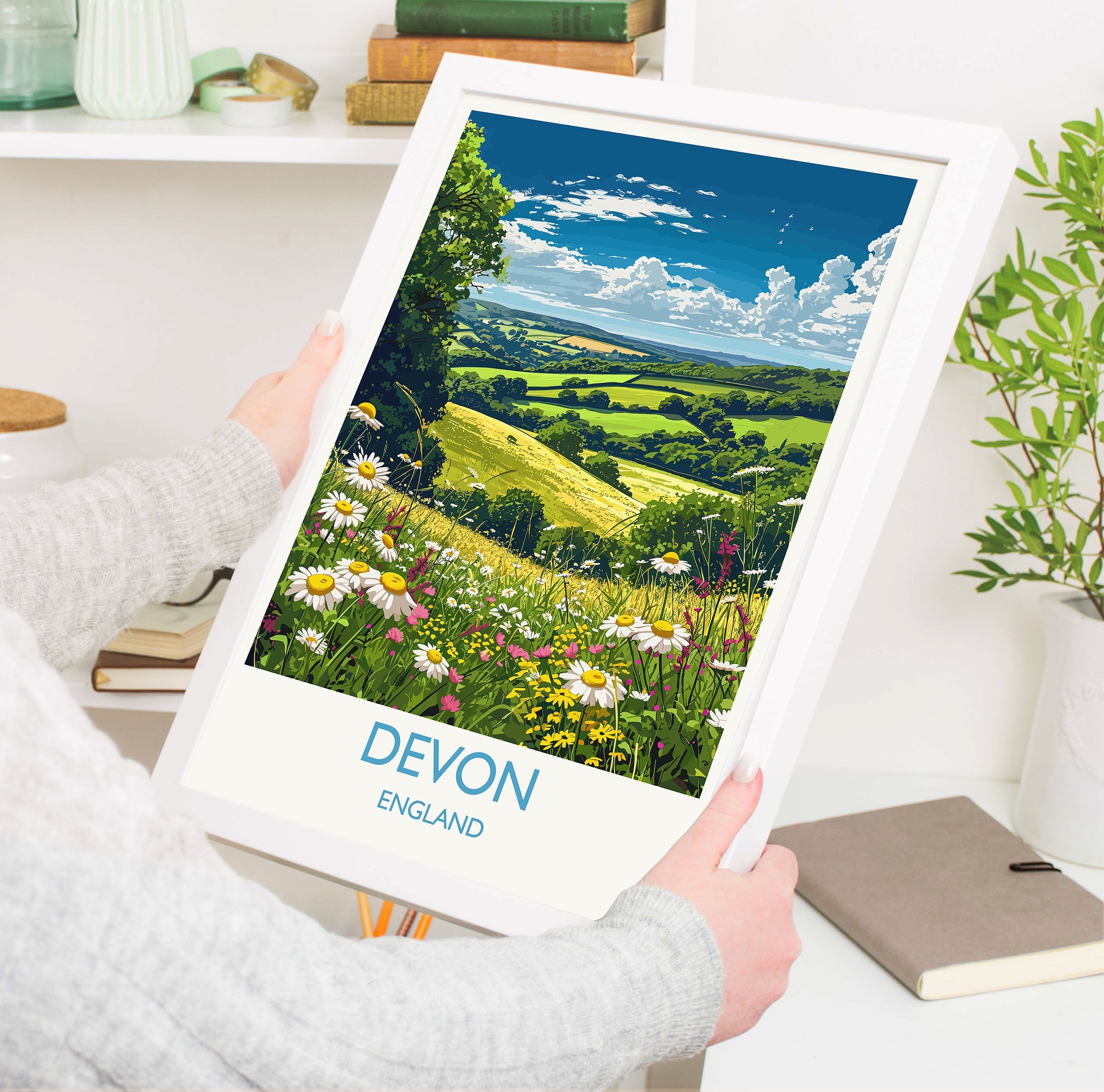 Devon Print Wall Art, Travel Poster of Devon, England, Devon Art Gift, Devon Countryside Art, England Wall Art Print NQ Media Designs