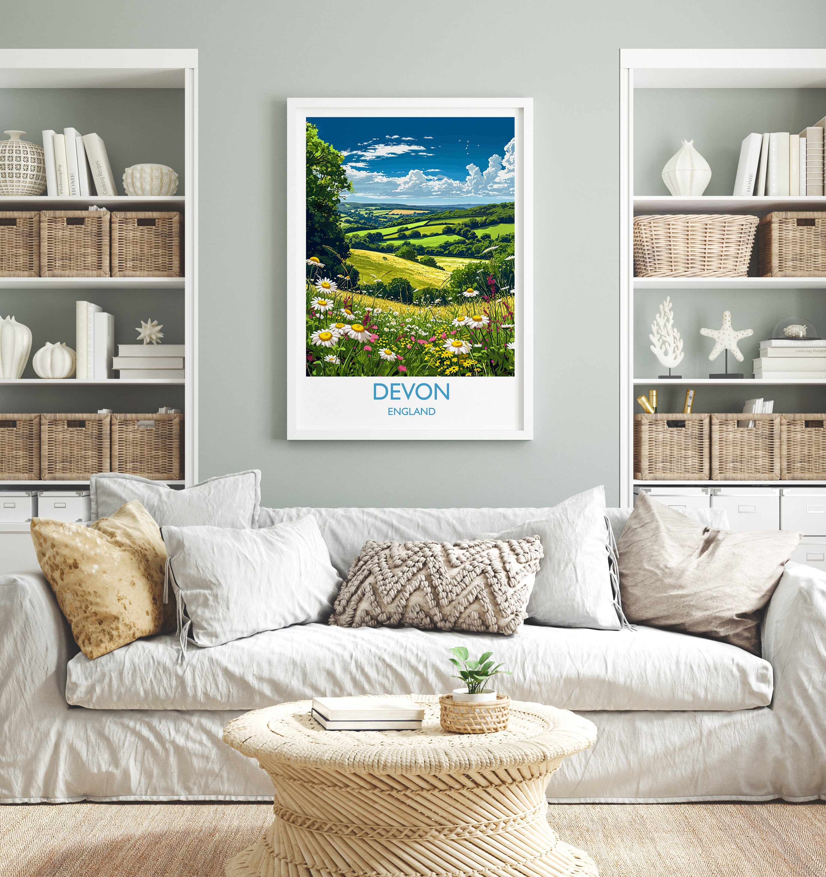 Devon Print Wall Art, Travel Poster of Devon, England, Devon Art Gift, Devon Countryside Art, England Wall Art Print NQ Media Designs
