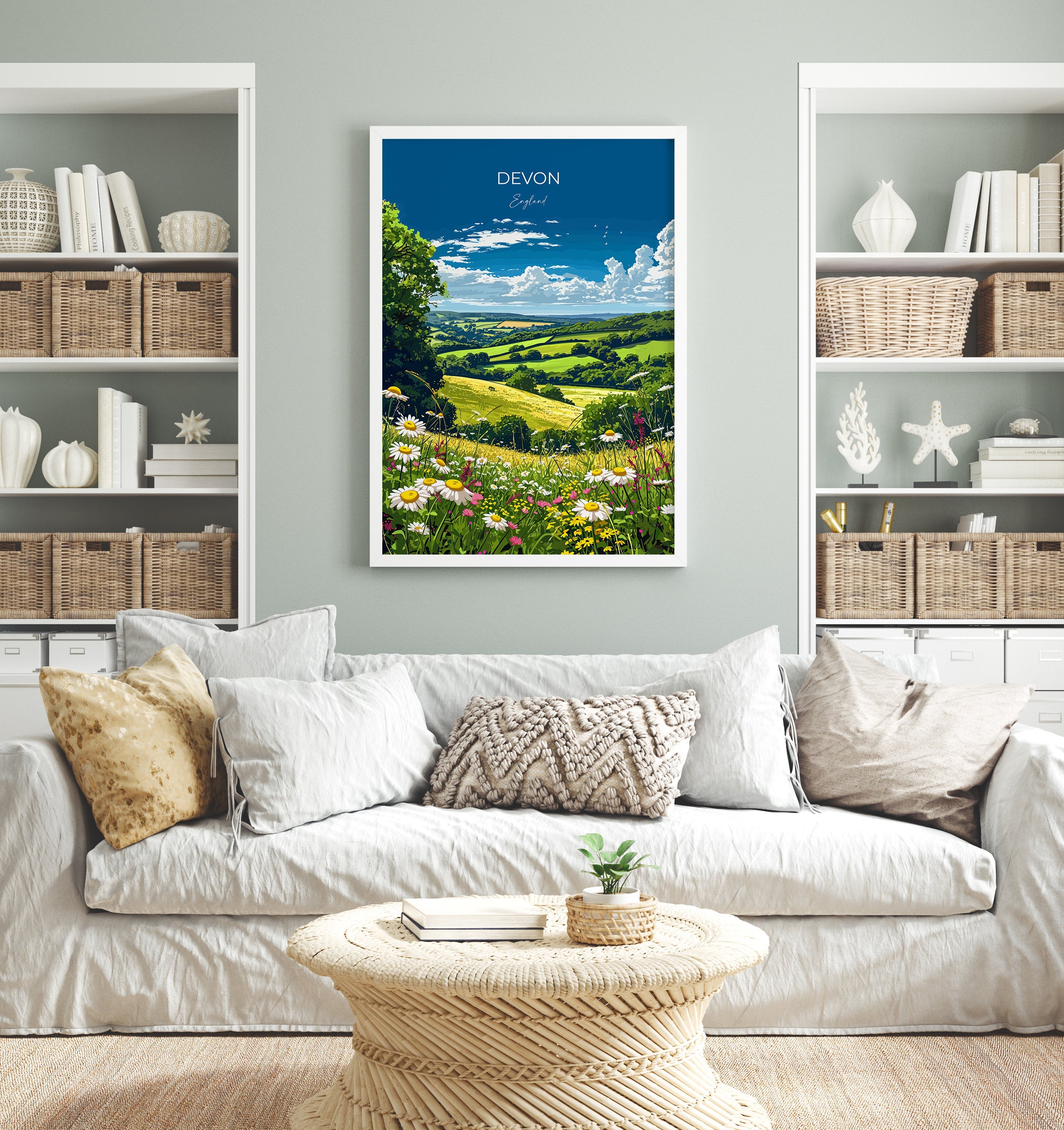 Devon Poster Wall Art, Travel Print of Devon, England, Devon Art Gift, Devon Countryside Art, England Wall Art Print NQ Media Designs