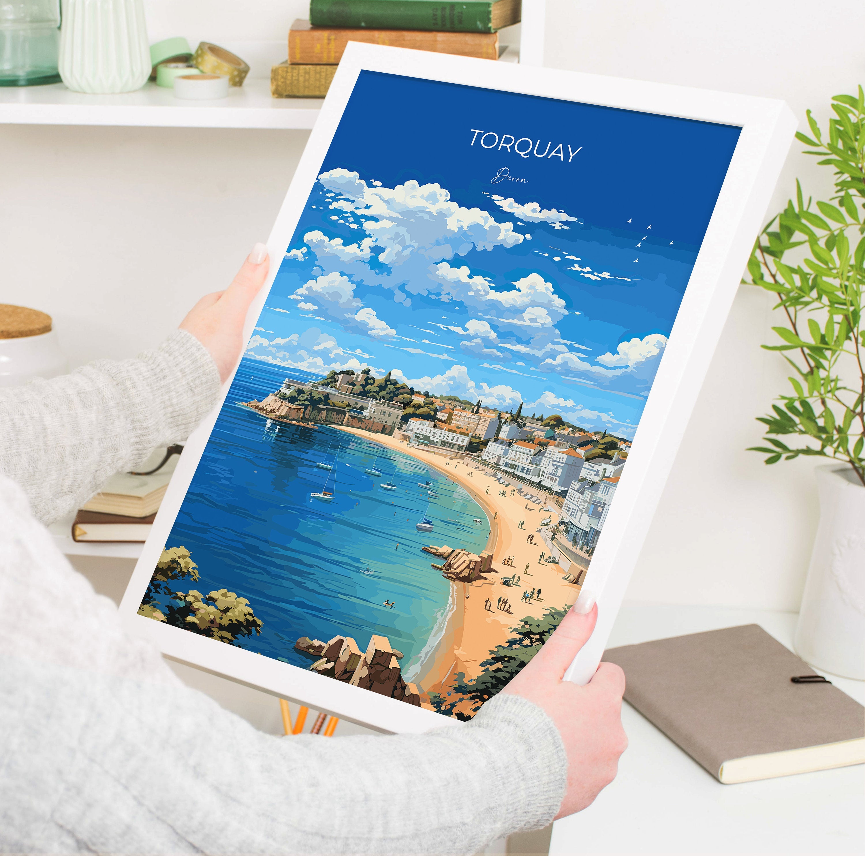 Torquay Poster Wall Art, Travel Print of Torquay, England, Devon Art Gift, Torquay Art Lovers Gift, England Wall Art Print NQ Media Designs