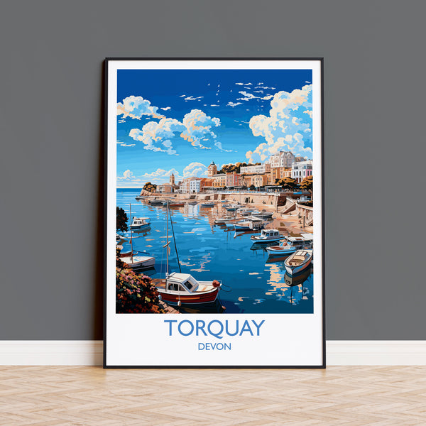 Torquay Print Wall Art, Travel Poster of Torquay, England, Devon Art Gift, Torquay Art Lovers Gift, England Wall Art Print
