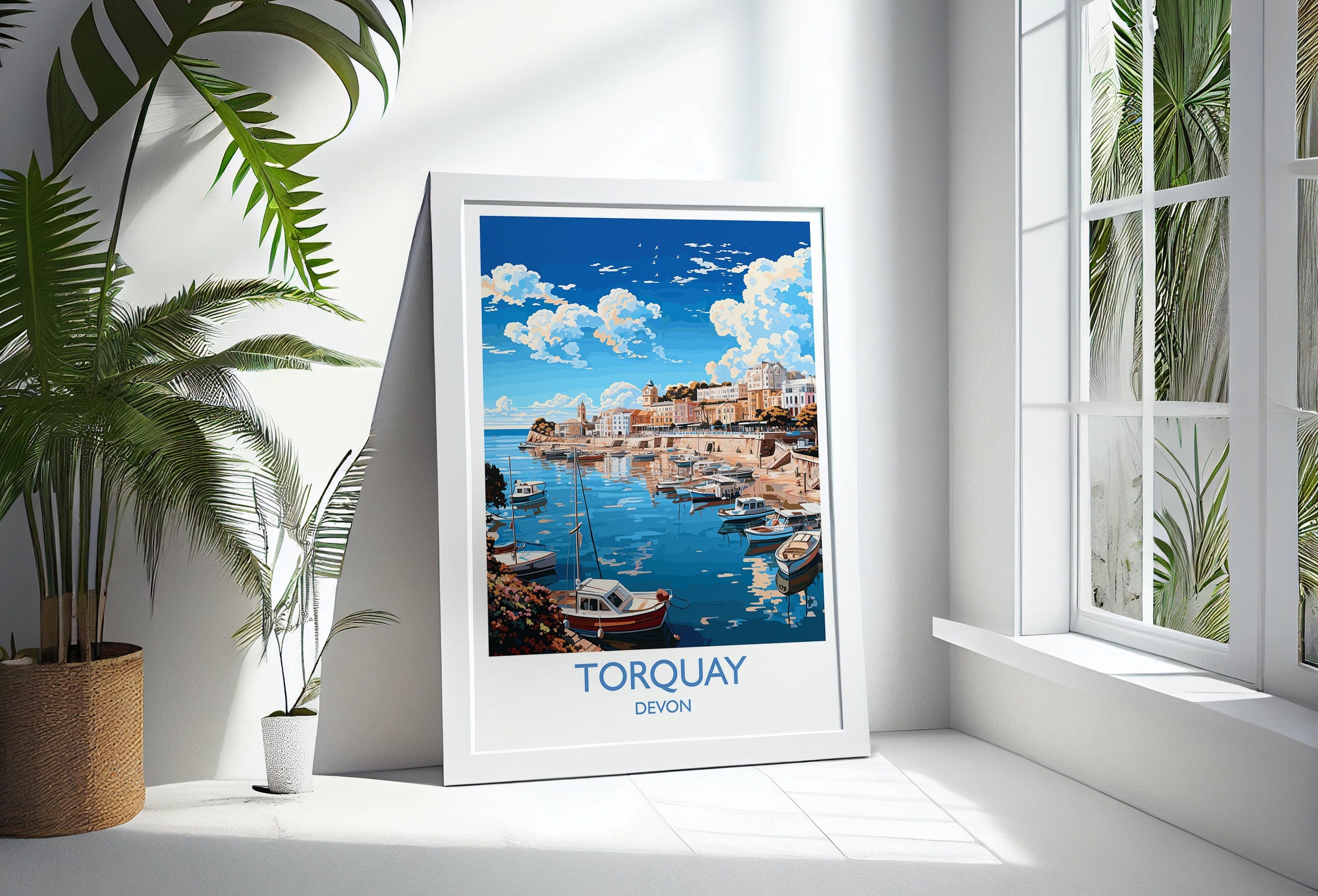 Torquay Print Wall Art, Travel Poster of Torquay, England, Devon Art Gift, Torquay Art Lovers Gift, England Wall Art Print NQ Media Designs