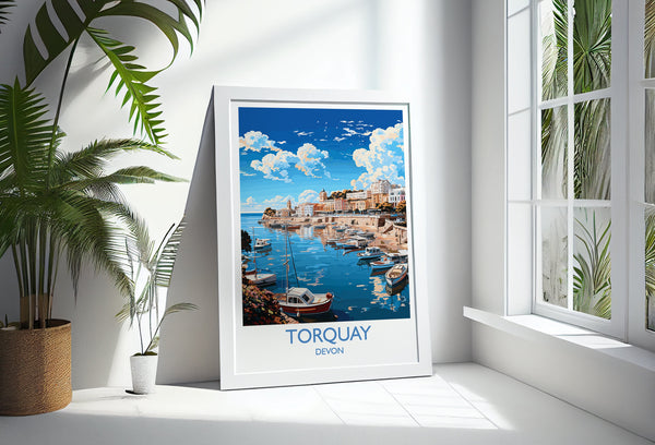 Torquay Print Wall Art, Travel Poster of Torquay, England, Devon Art Gift, Torquay Art Lovers Gift, England Wall Art Print