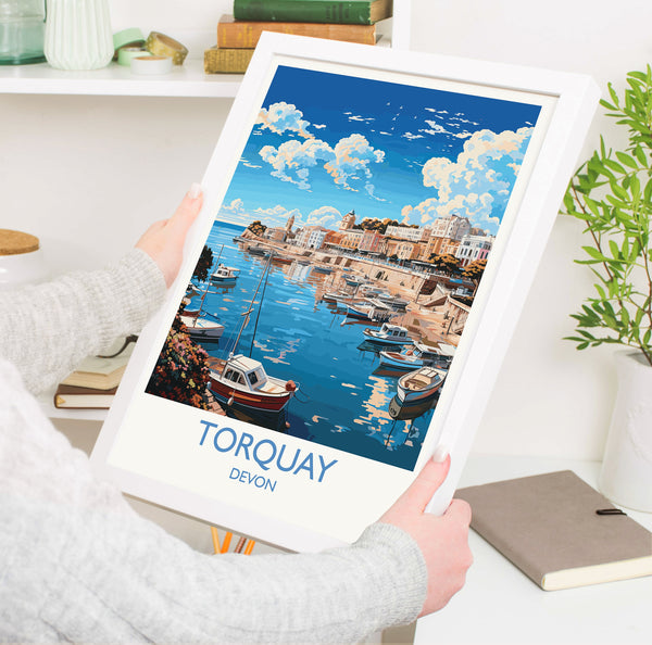 Torquay Print Wall Art, Travel Poster of Torquay, England, Devon Art Gift, Torquay Art Lovers Gift, England Wall Art Print