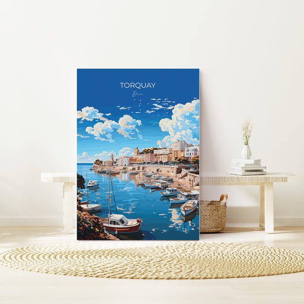 Torquay Poster Wall Art, Travel Print of Torquay, England, Devon Art Gift, Torquay Art Lovers Gift, England Wall Art Print