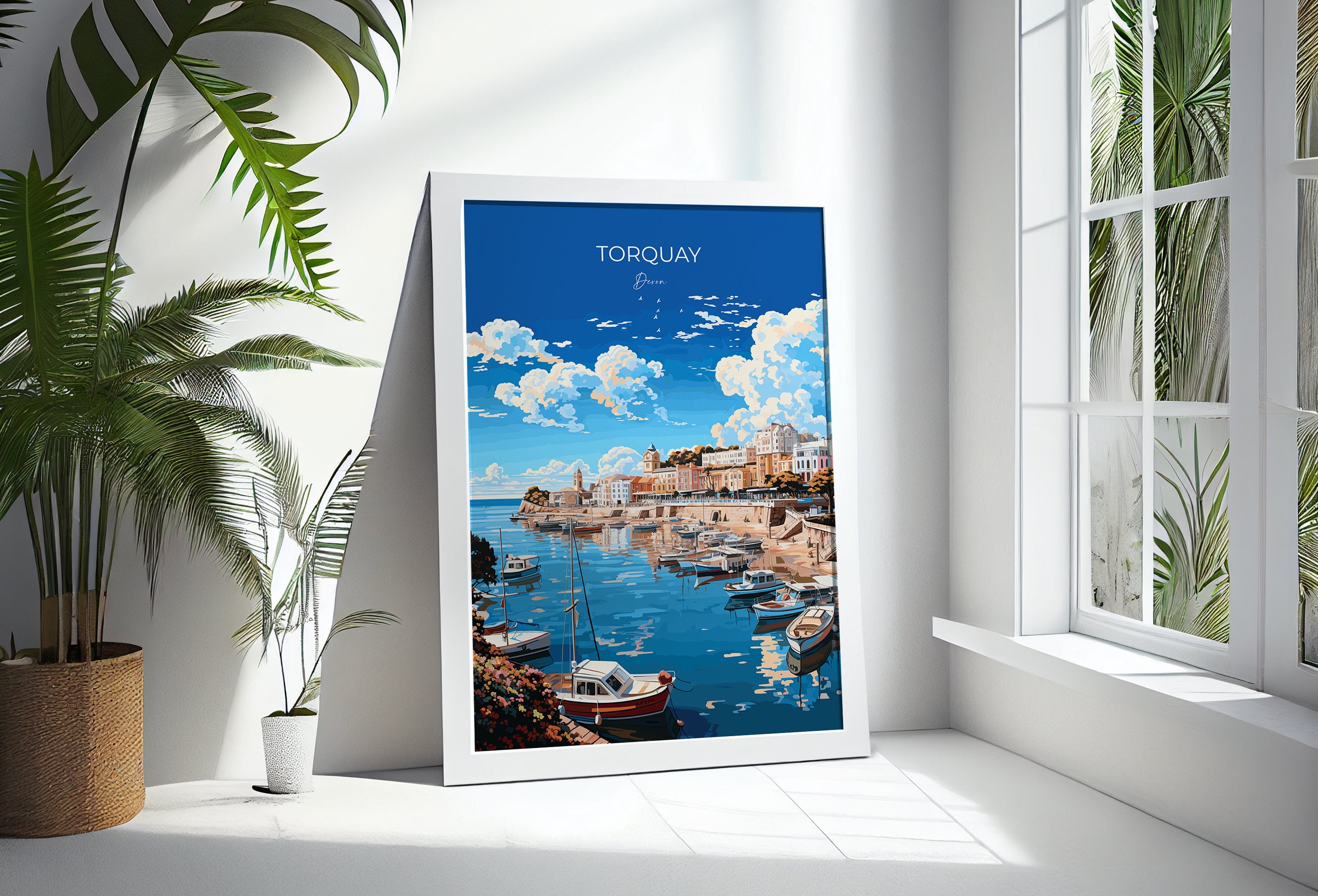 Torquay Poster Wall Art, Travel Print of Torquay, England, Devon Art Gift, Torquay Art Lovers Gift, England Wall Art Print NQ Media Designs
