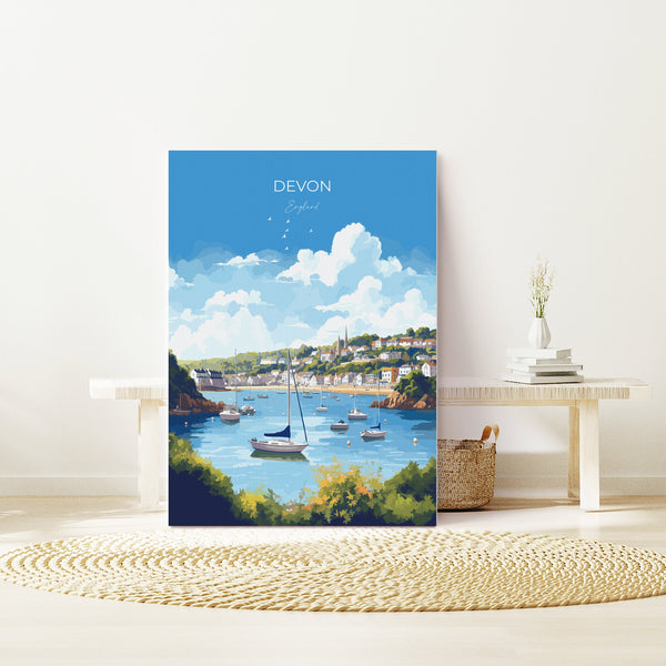 Devon Print Wall Art, Travel Poster of Devon, England, Devon Art Lovers Gift, England Wall Art Print