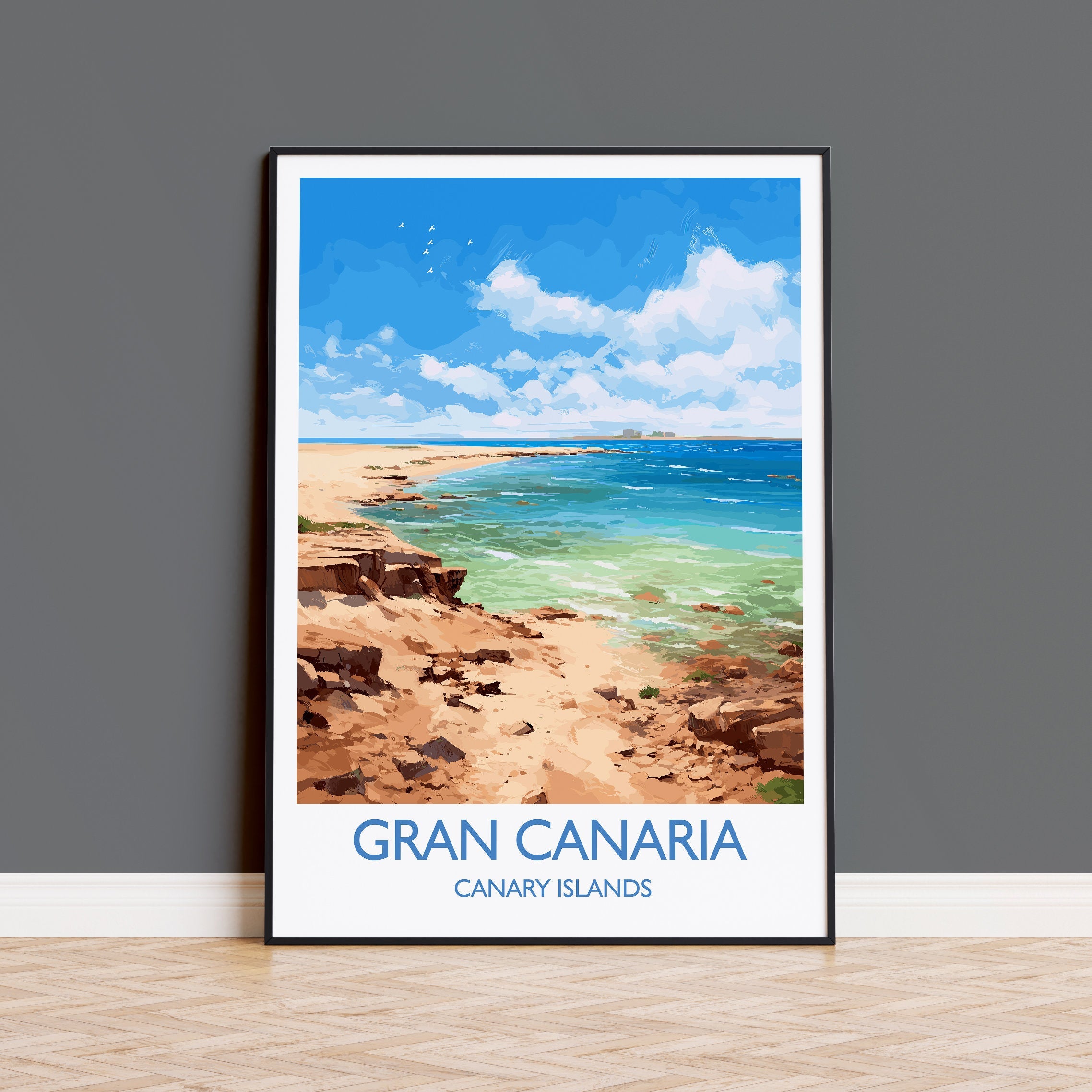 Gran Canaria Travel Print, Travel Poster of Gran Canaria, Canary Islands, Gran Canaria Art lovers Gift, Wall Art Print NQ Media Designs