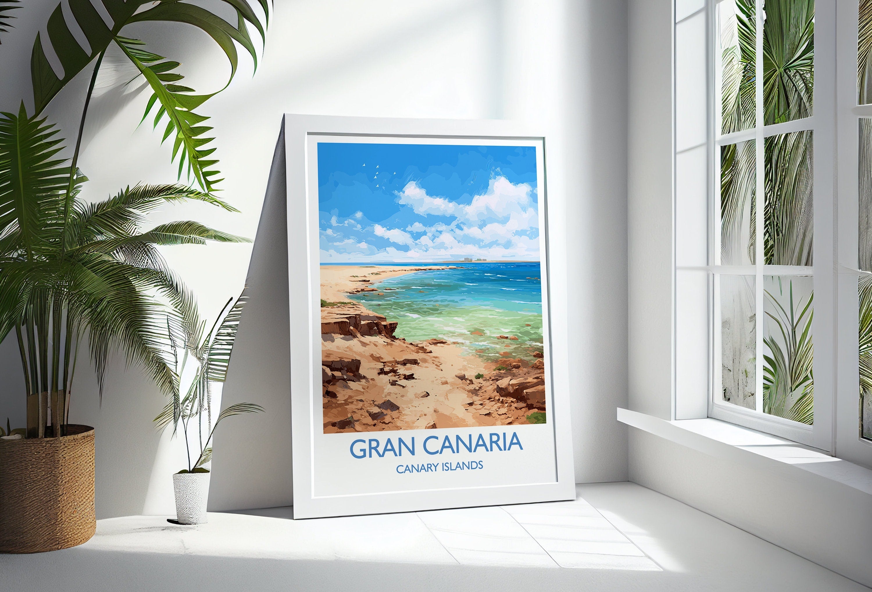 Gran Canaria Travel Print, Travel Poster of Gran Canaria, Canary Islands, Gran Canaria Art lovers Gift, Wall Art Print NQ Media Designs