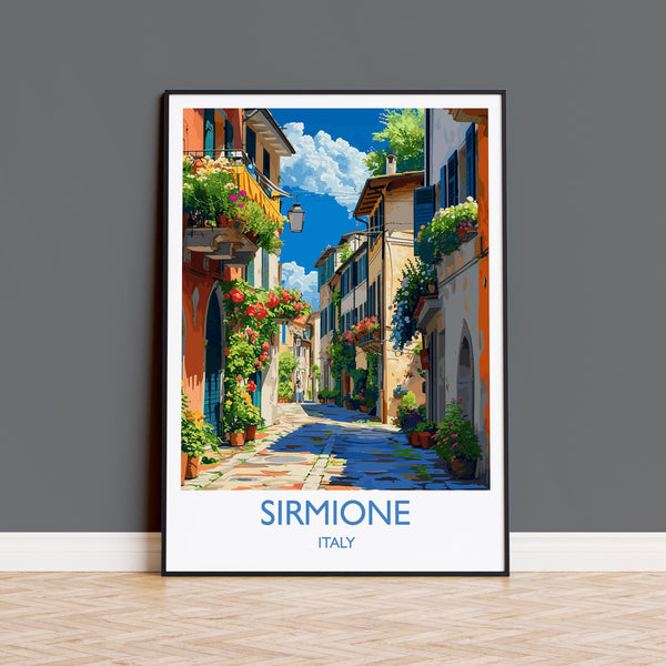Sirmione Travel Print Wall Art, Travel Poster of Lake Garda, Sirmione Art Lovers Gift, Italy, Italian Lakes Art Gift