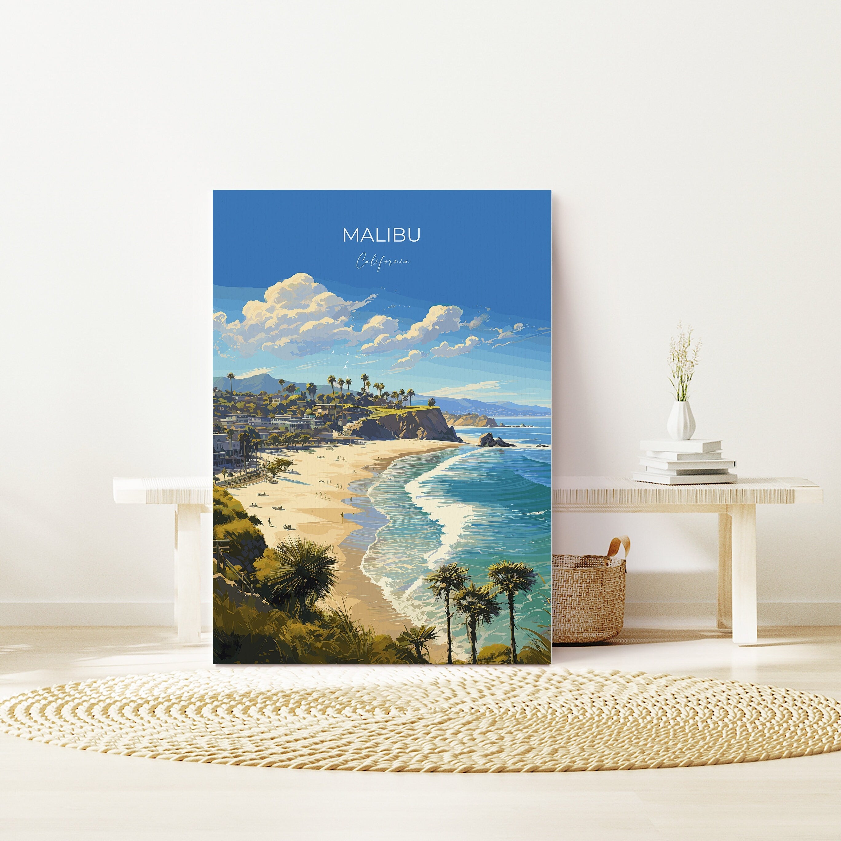 Malibu Travel Print, Travel Poster of Malibu, California, Malibu Art Lovers Gift, USA Gift, Wall Art Print NQ Media Designs
