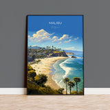 Malibu Travel Print, Travel Poster of Malibu, California, Malibu Art Lovers Gift, USA Gift, Wall Art Print NQ Media Designs