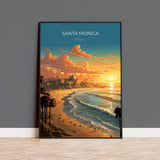 Santa Monica Travel Print, Travel Poster of Santa Monica, California, Santa Monica Art Lovers Gift, USA Gift, Wall Art Print NQ Media Designs