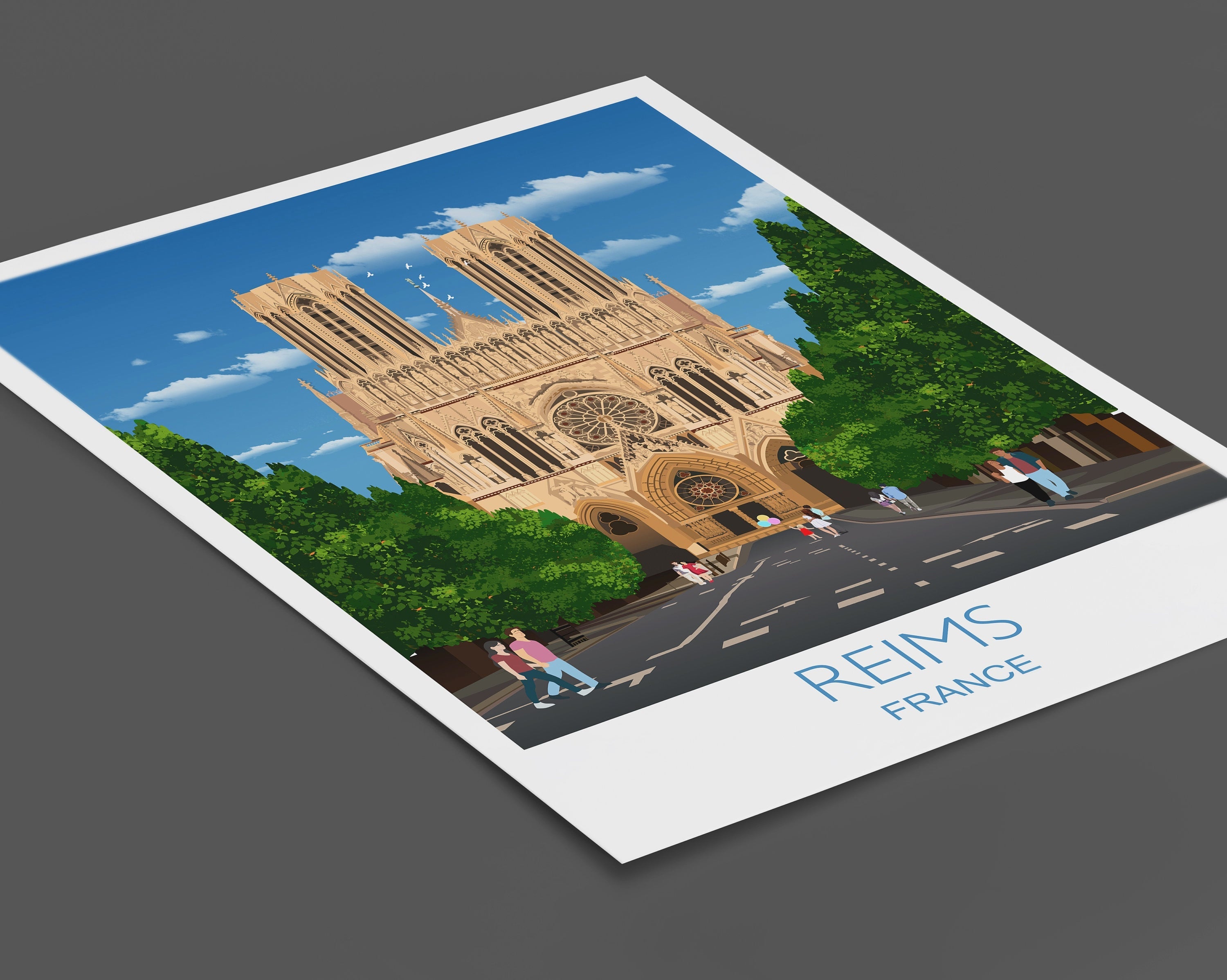 Reims Travel Print, Travel Poster of Reims, France, Reims Art Lovers Gift, France City Wall Art Print NQ Media Designs
