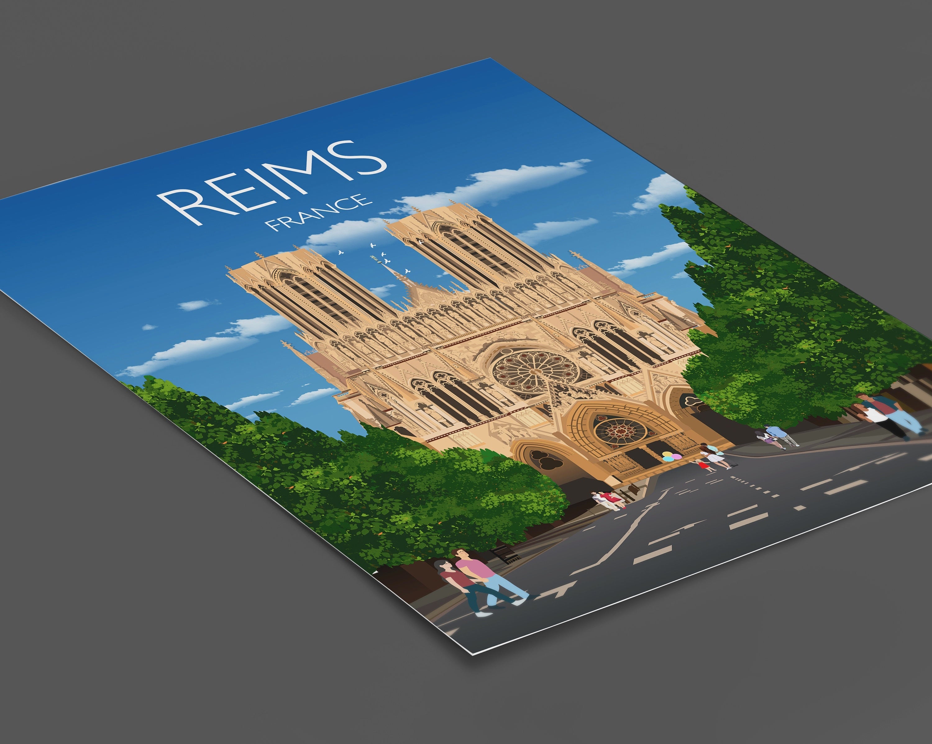 Reims Travel Poster, Travel Print of Reims, France, Reims Art Lovers Gift, France City Wall Art Print NQ Media Designs