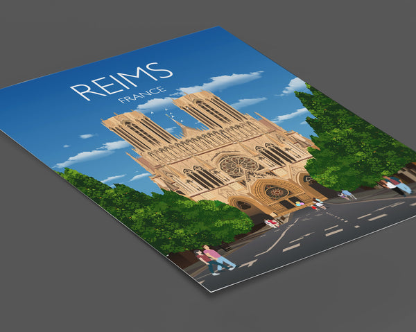 Reims Travel Poster, Travel Print of Reims, France, Reims Art Lovers Gift, France City Wall Art Print